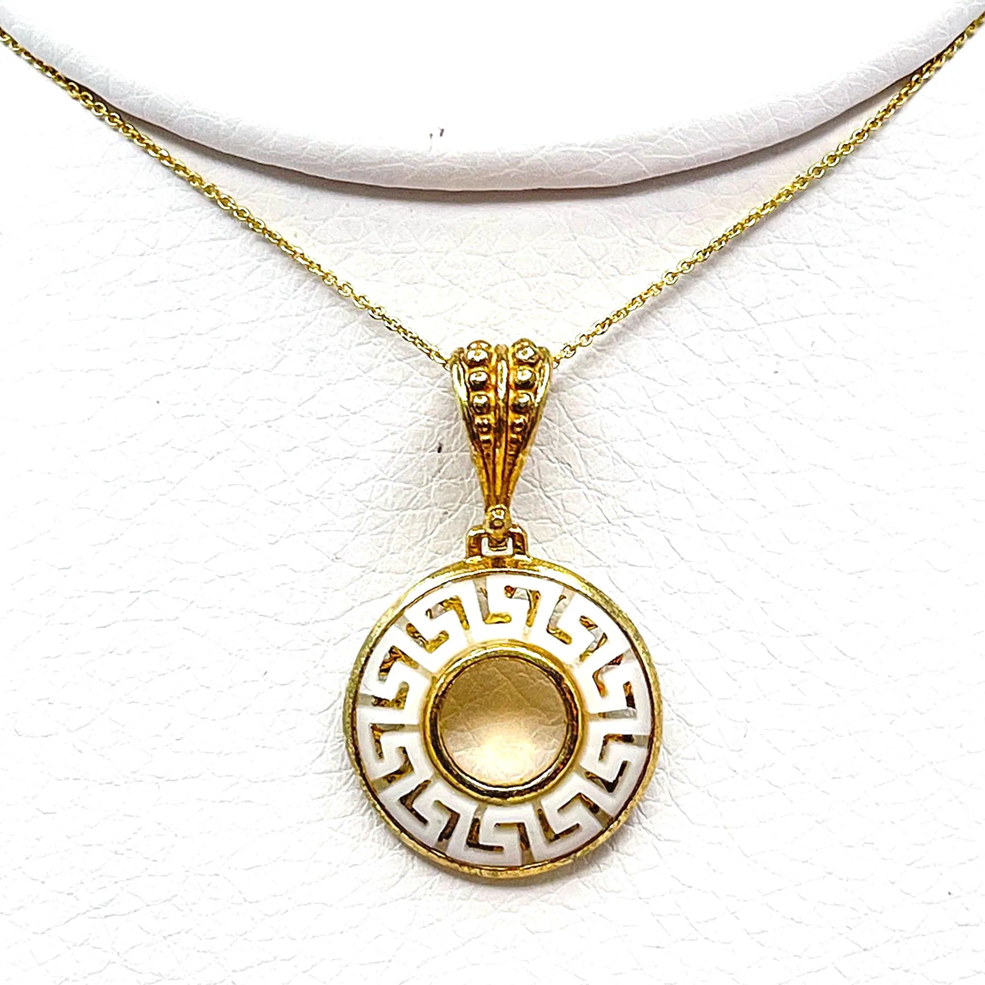 Greek Key Maiandros Marble Sculptured Pendant: 18K Gold Filled Sterling Silver Museum Inspired Necklace — additional product image 8 from Rafael Santarosa Fine Jewelry
