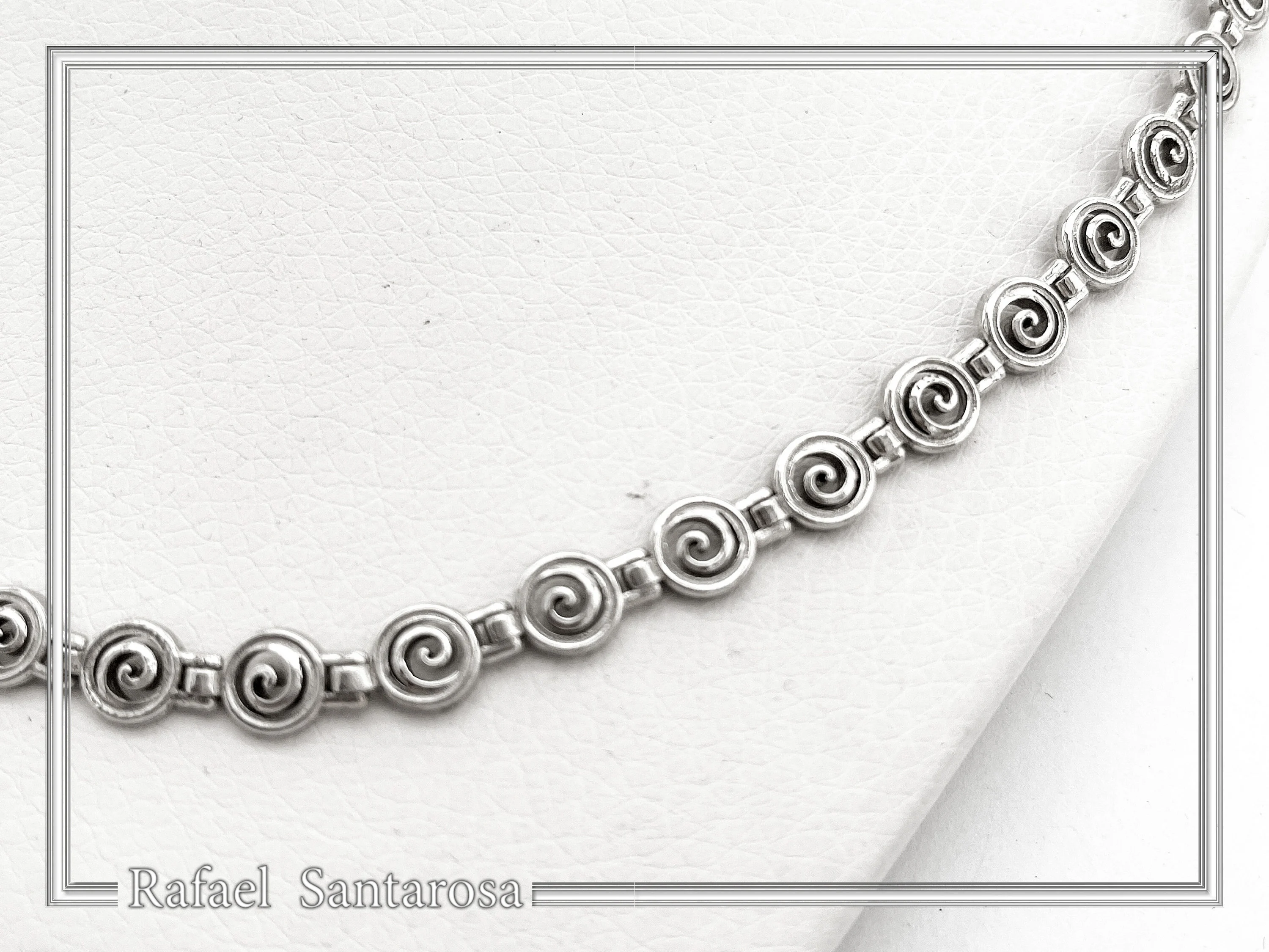 Spiral Eternity Symbol Beaded Necklace: Ancient Greek Museum Replica Jewelry Oxidized Sterling Silver — additional product image 4 from Rafael Santarosa Fine Jewelry