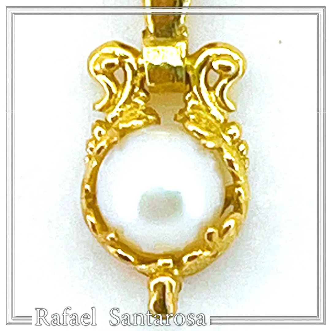 Byzantine Filigree Natural Pearl Pendant Boho Necklace for Her : 18K Gold-Filled Sterling Silver — additional product image 4 from Rafael Santarosa Fine Jewelry