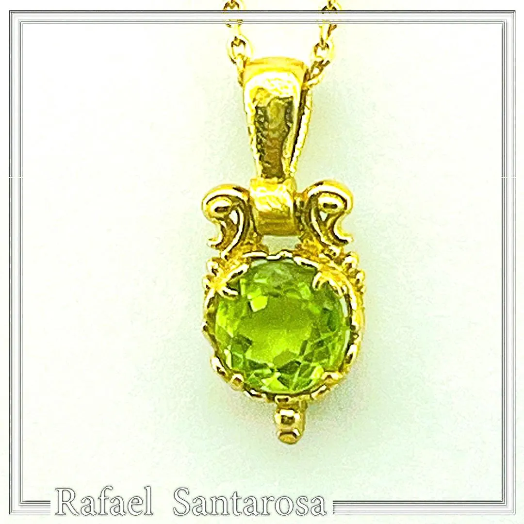 Filigree Genuine Peridot Byzantine Style Charm Necklace: 18K Gold-Filled Sterling Silver Pendant — additional product image 2 from Rafael Santarosa Fine Jewelry