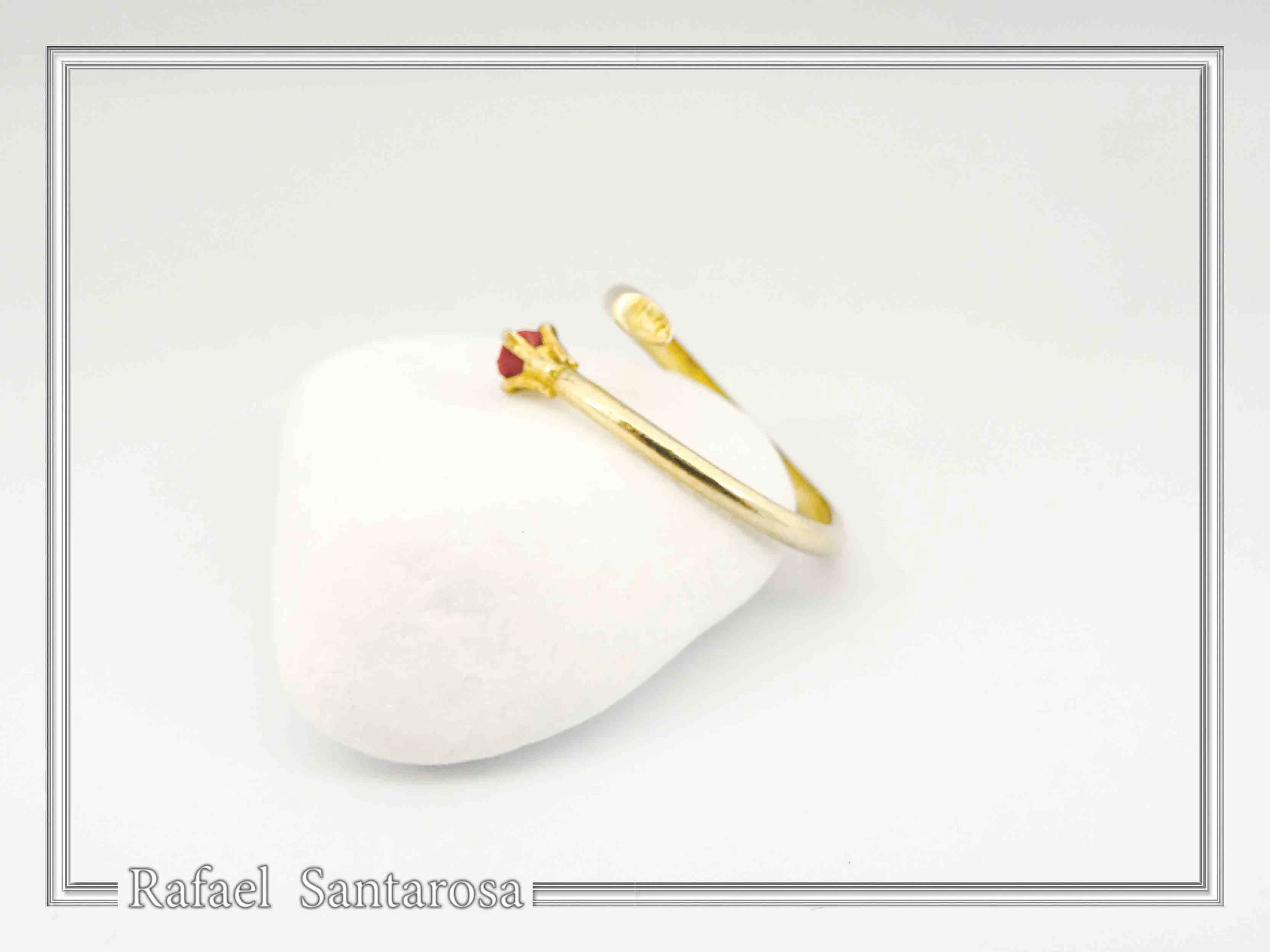 Adjustable Band with Alabaster Rose flower gem: Handmade Sterling Silver 18K Gold-Filled Ring — additional product image 7 from Rafael Santarosa Fine Jewelry