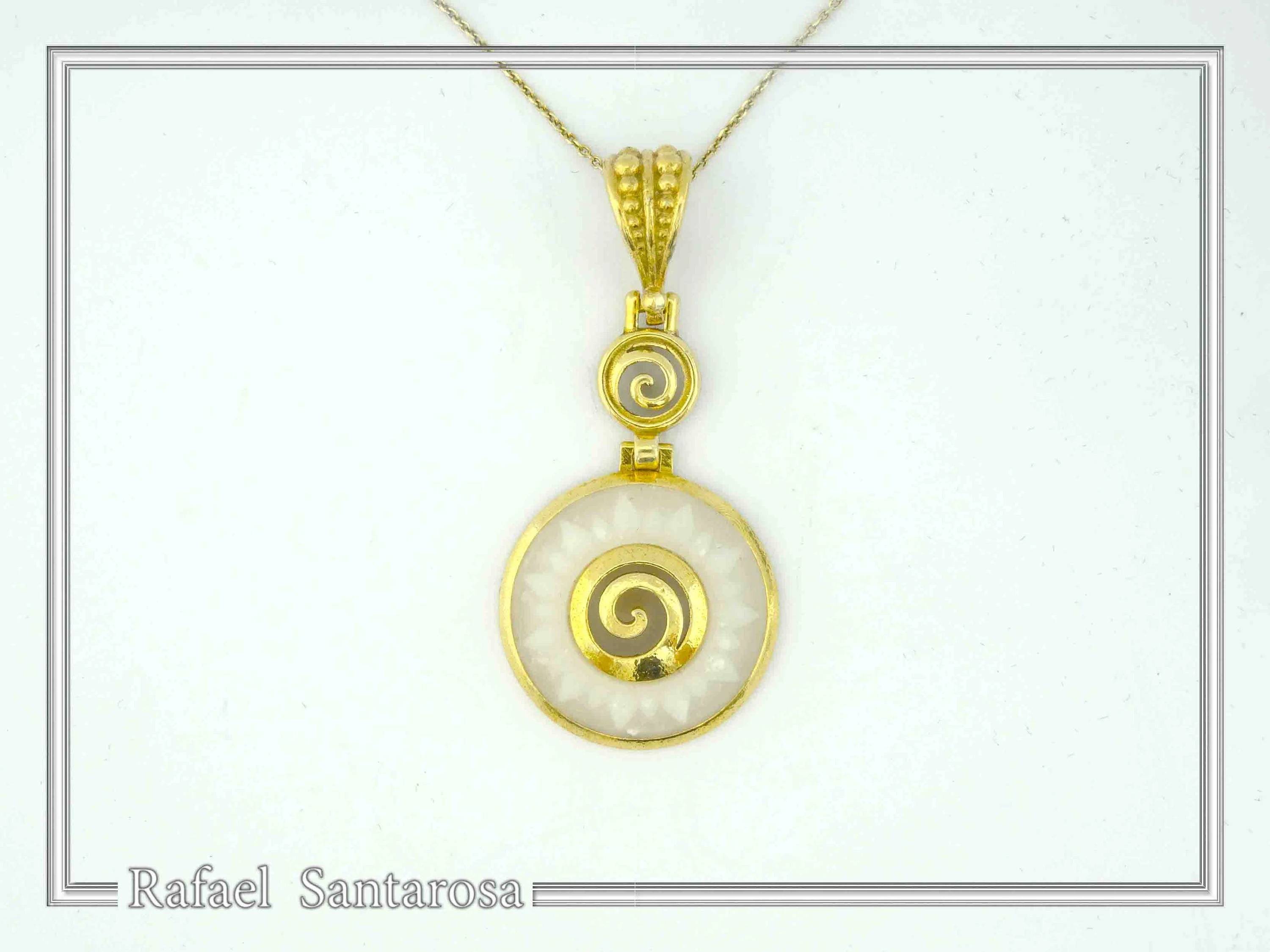 Greek Marble Sunflower Spiral Pendant: 18k Gold-Filled Sterling Silver Necklace — additional product image 7 from Rafael Santarosa Fine Jewelry