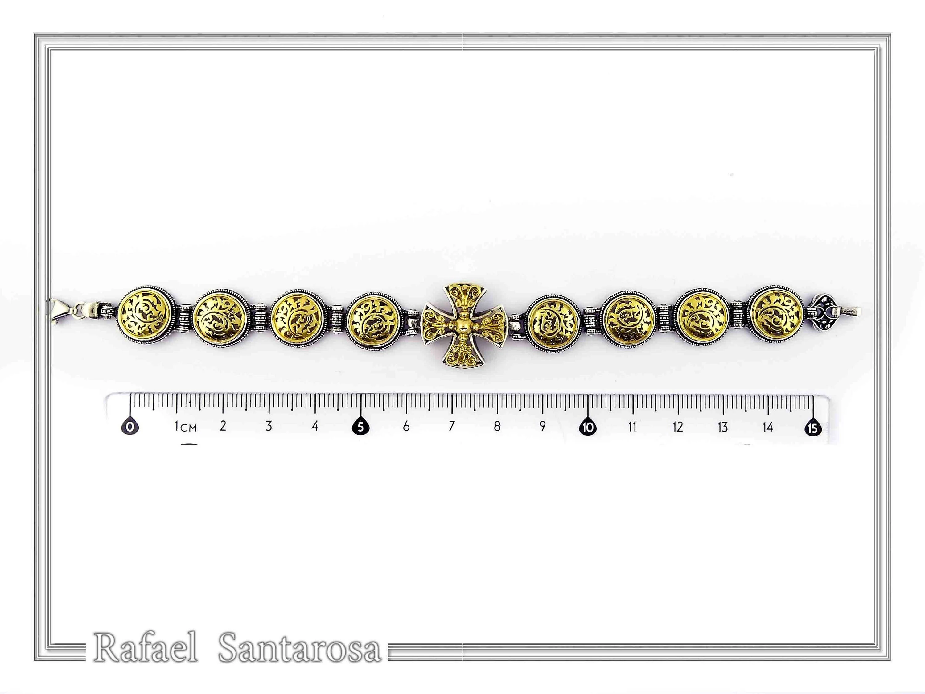 Byzantine Cross beaded Bracelet: handmade 18k Gold Filled and Oxidized Sterling Silver — additional product image 8 from Rafael Santarosa Fine Jewelry