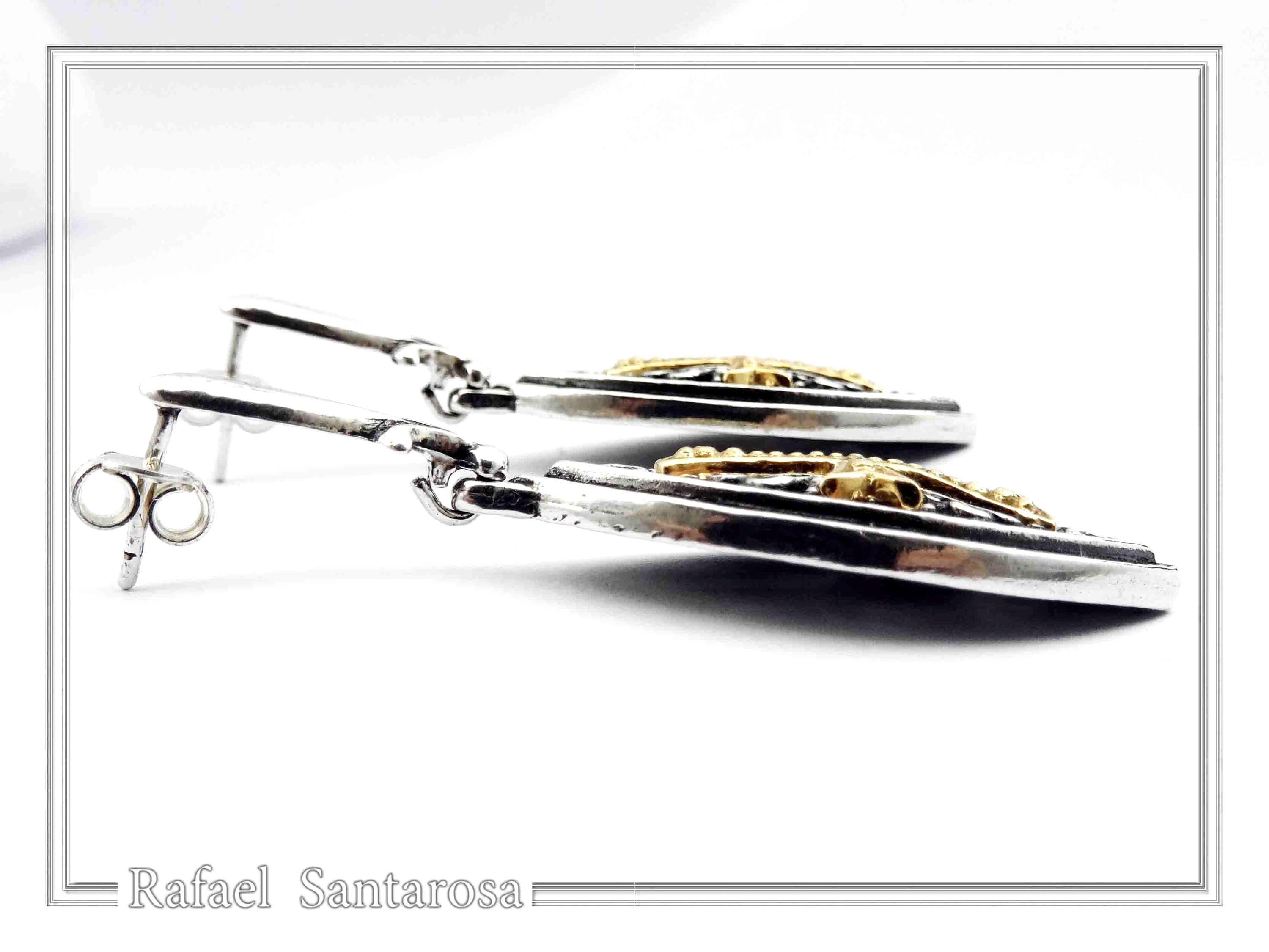 Maltese Cross Drop Earrings. Medieval Jewelry: Oxidized and 18K Gold-Filled Sterling Silver — additional product image 6 from Rafael Santarosa Fine Jewelry