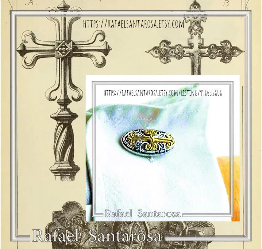 Byzantine Cross Cufflinks for Him: 18K Gold Filled on Oxidized Sterling Silver Oval Base — additional product image 10 from Rafael Santarosa Fine Jewelry