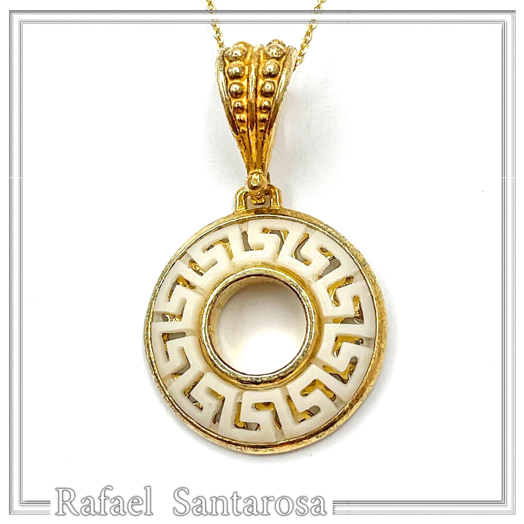 Greek Key Maiandros Marble Sculptured Pendant: 18K Gold Filled Sterling Silver Museum Inspired Necklace — additional product image 9 from Rafael Santarosa Fine Jewelry