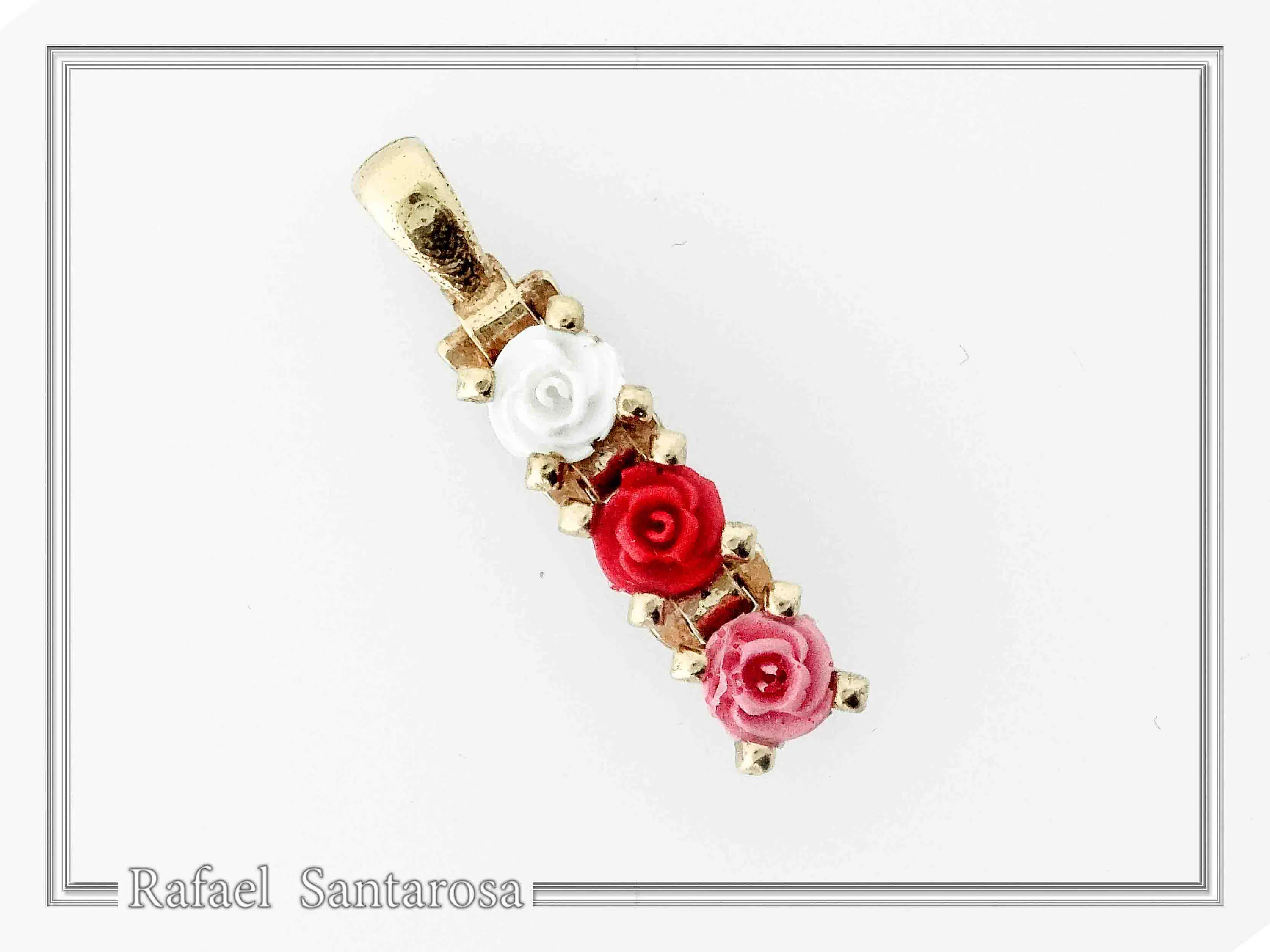 Sterling Silver Rose Flower Pendant Necklace: 18K Gold Filled Floral Jewelry — additional product image 2 from Rafael Santarosa Fine Jewelry