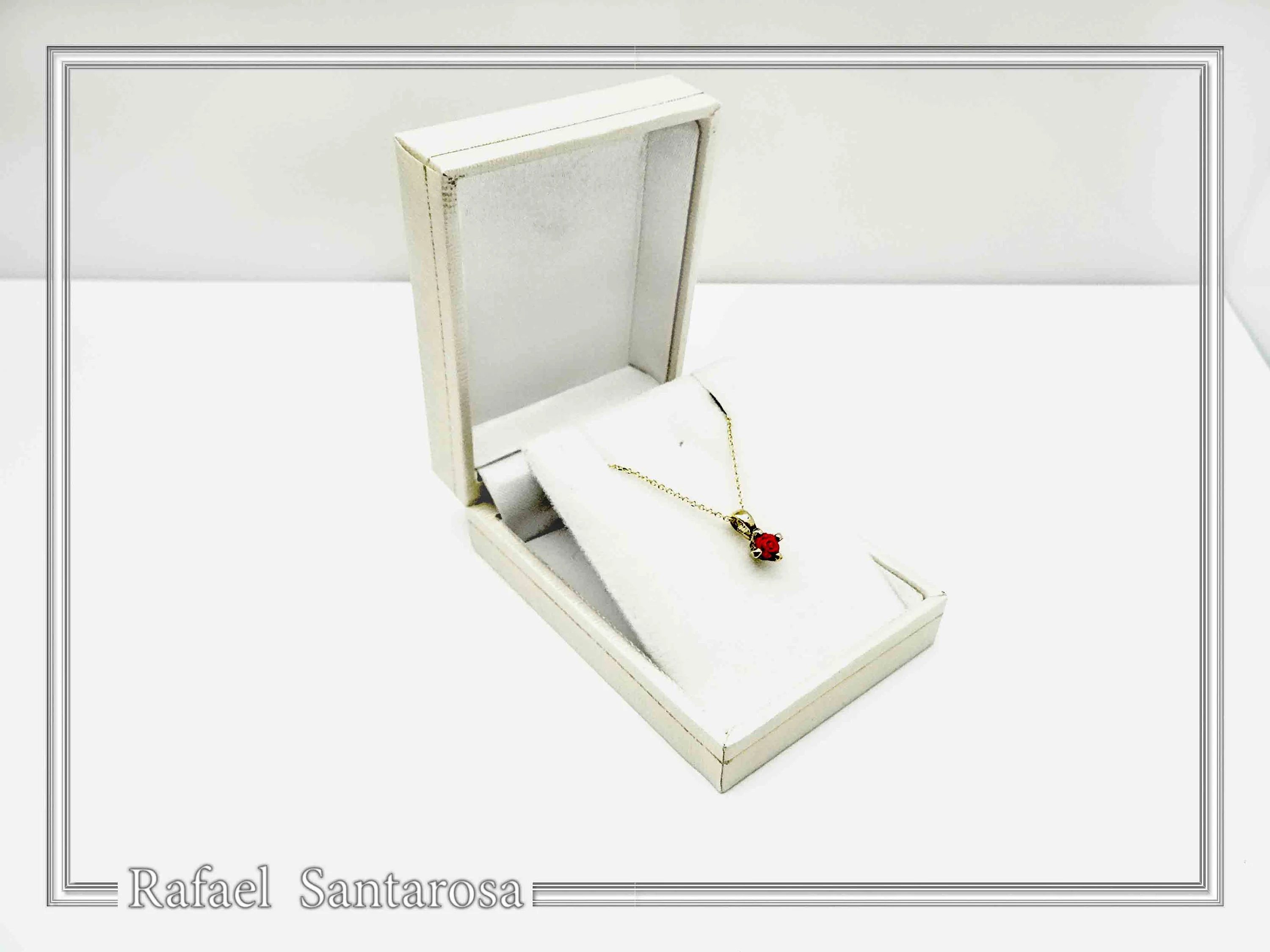 Rose Flower Pendant: Handmade Sculptured Alabaster and 18K Gold-Filled Sterling Silver Necklace — additional product image 9 from Rafael Santarosa Fine Jewelry