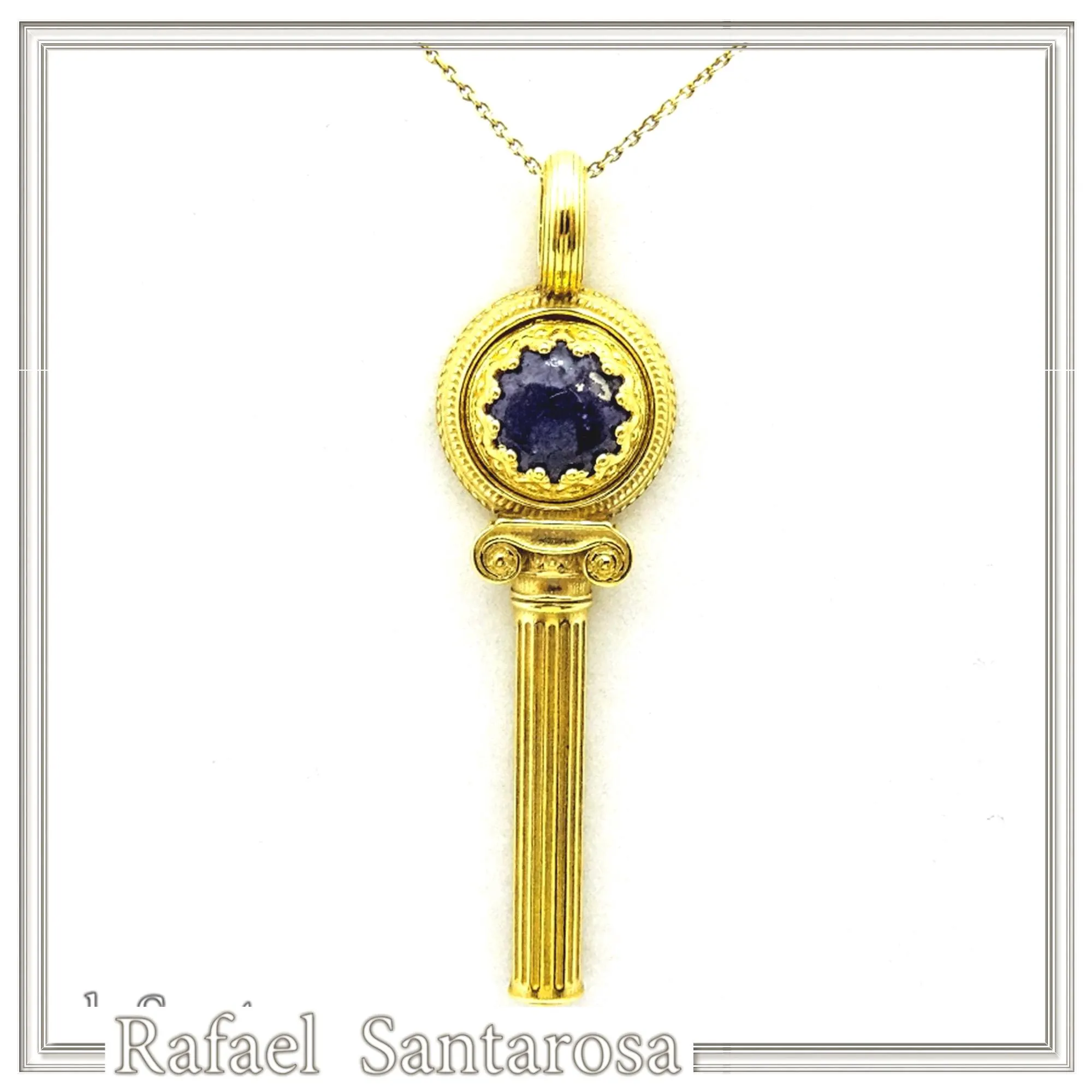 Lapis Lazuli Pendant Ancient Greek Column Necklace: 18K Gold Filled Sterling Silver — additional product image 2 from Rafael Santarosa Fine Jewelry
