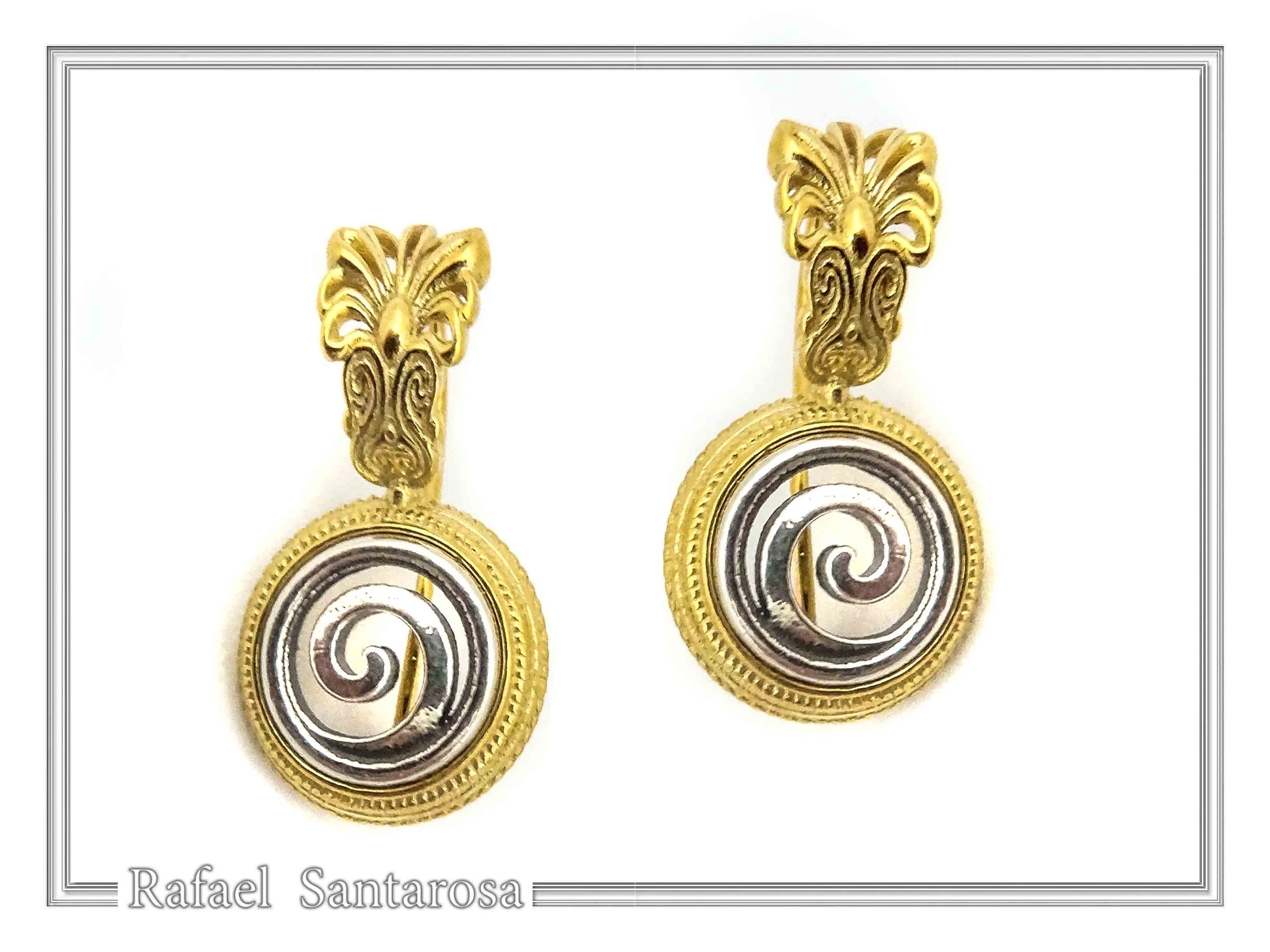 Antefix Greek Spiral Earrings, Sterling Silver, 18k Gold Filled, Hellenic eternity symbol Drop Earrings — additional product image 3 from Rafael Santarosa Fine Jewelry