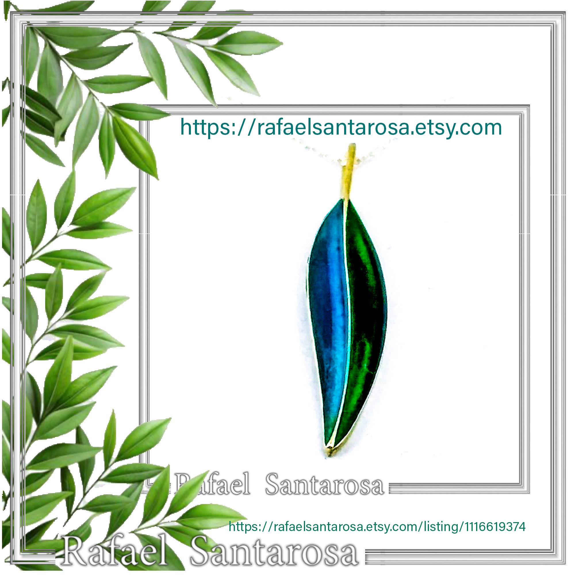Olive Leaf minimal Pendant: Sterling Silver Enamel Floral Necklace — additional product image 10 from Rafael Santarosa Fine Jewelry