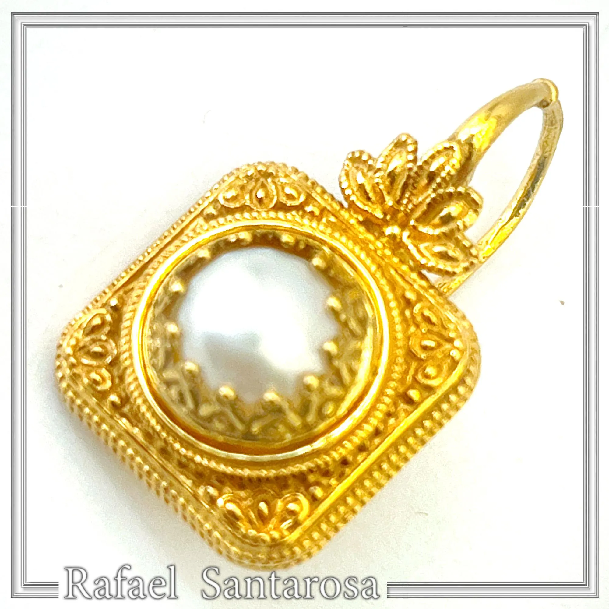 Ancient Greek Pearl Earrings: Sterling Silver 18K Gold-Filled Filigree Byzantine way Decoration — additional product image 6 from Rafael Santarosa Fine Jewelry