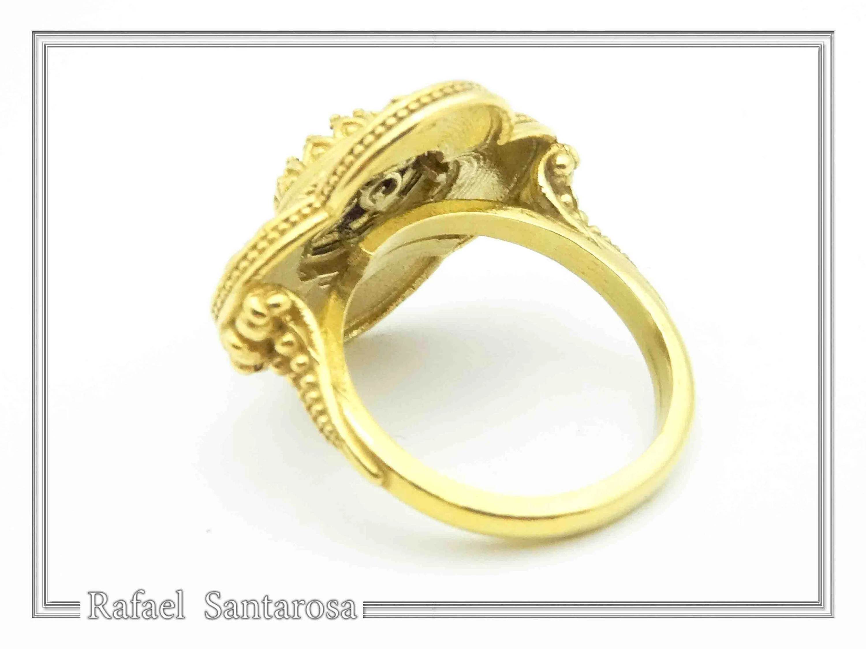 Byzantine Christian Cross Genuine Lapis Lazuli Ring: 18K Gold Filled Sterling Silver Filigree — additional product image 5 from Rafael Santarosa Fine Jewelry