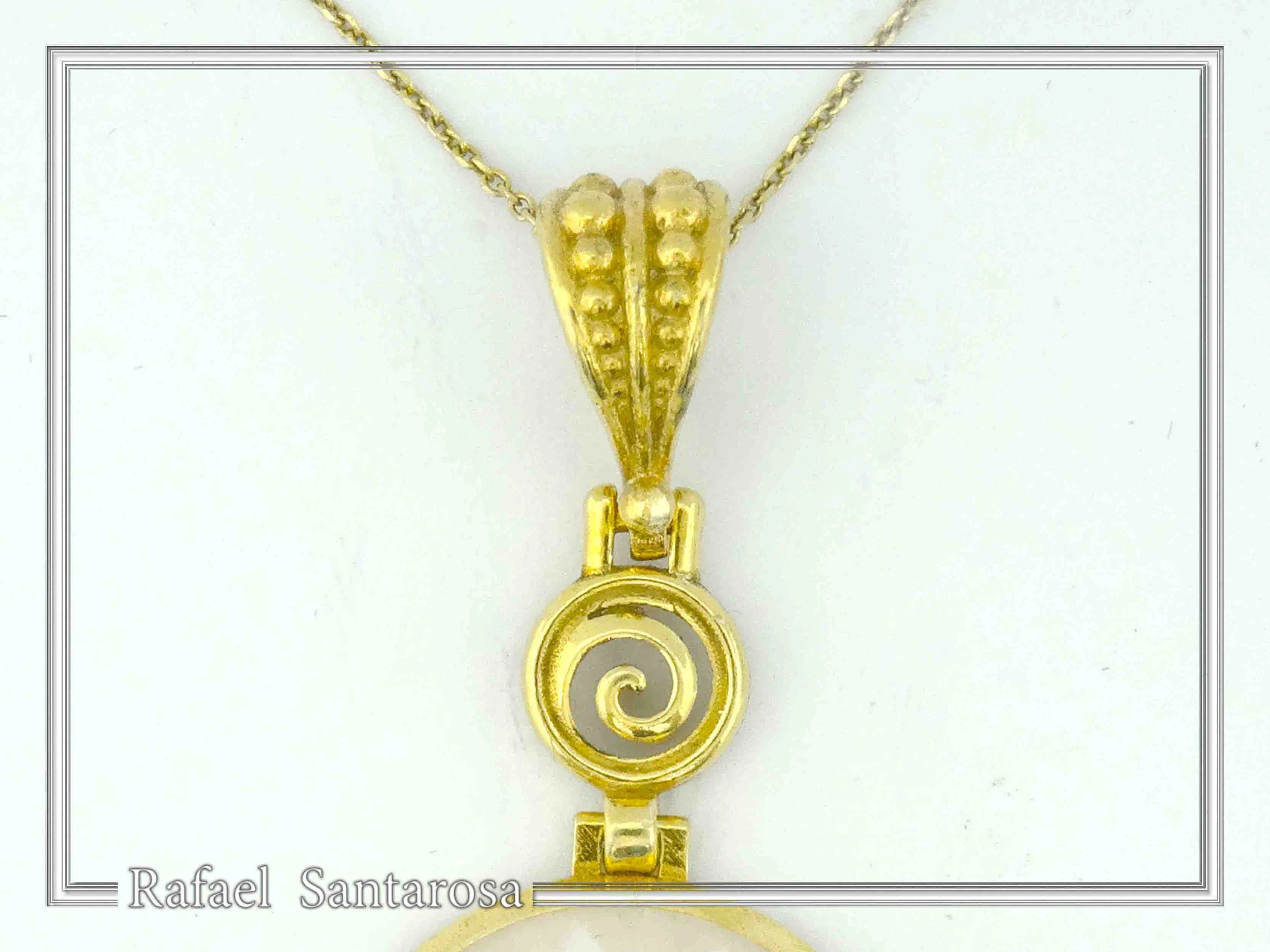 Greek Marble Sunflower Spiral Pendant: 18k Gold-Filled Sterling Silver Necklace — additional product image 9 from Rafael Santarosa Fine Jewelry