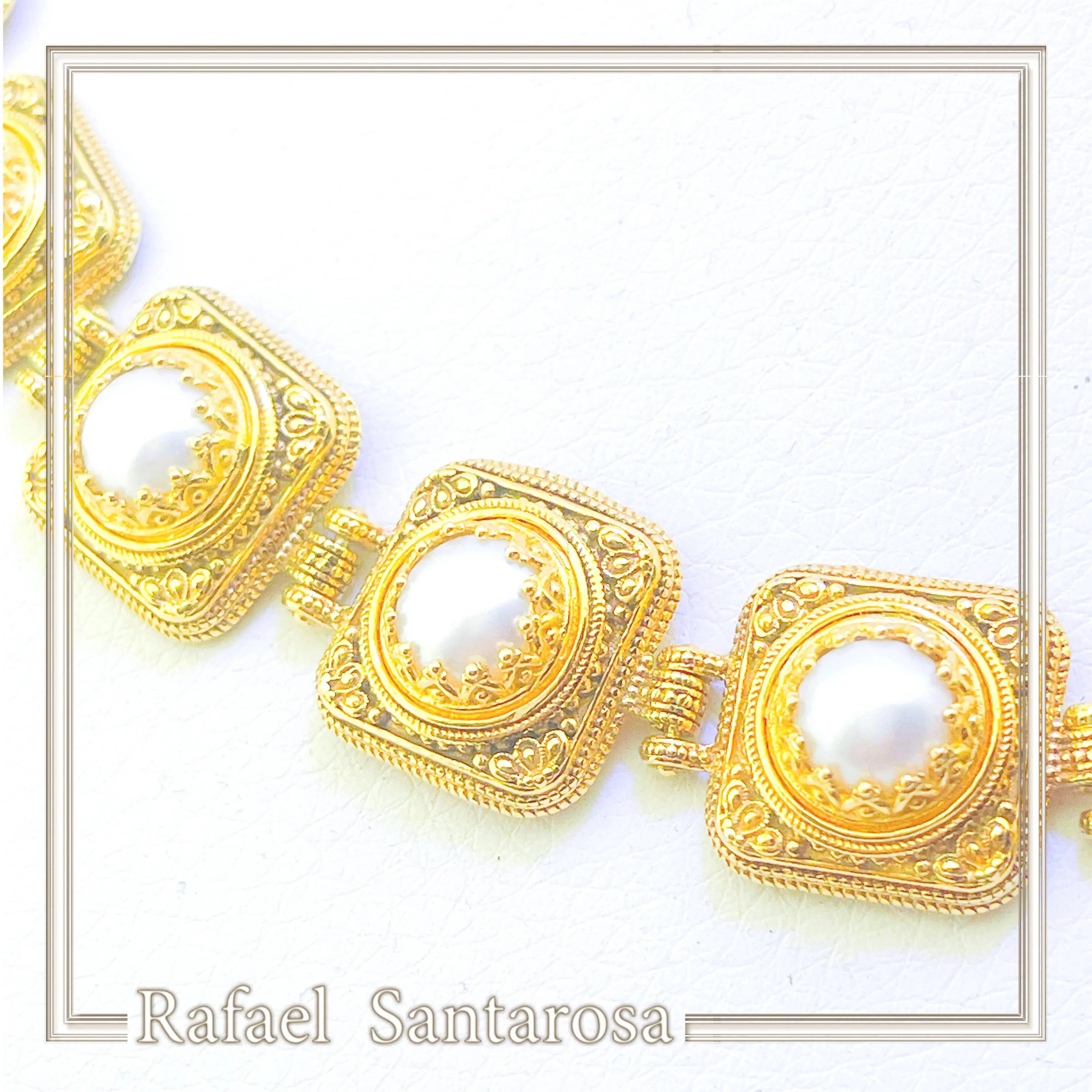 Filigree Genuine Pearl Beaded Necklace for Ladies: 18K Gold-Filled Sterling Silver Ancient Greek Style — additional product image 8 from Rafael Santarosa Fine Jewelry