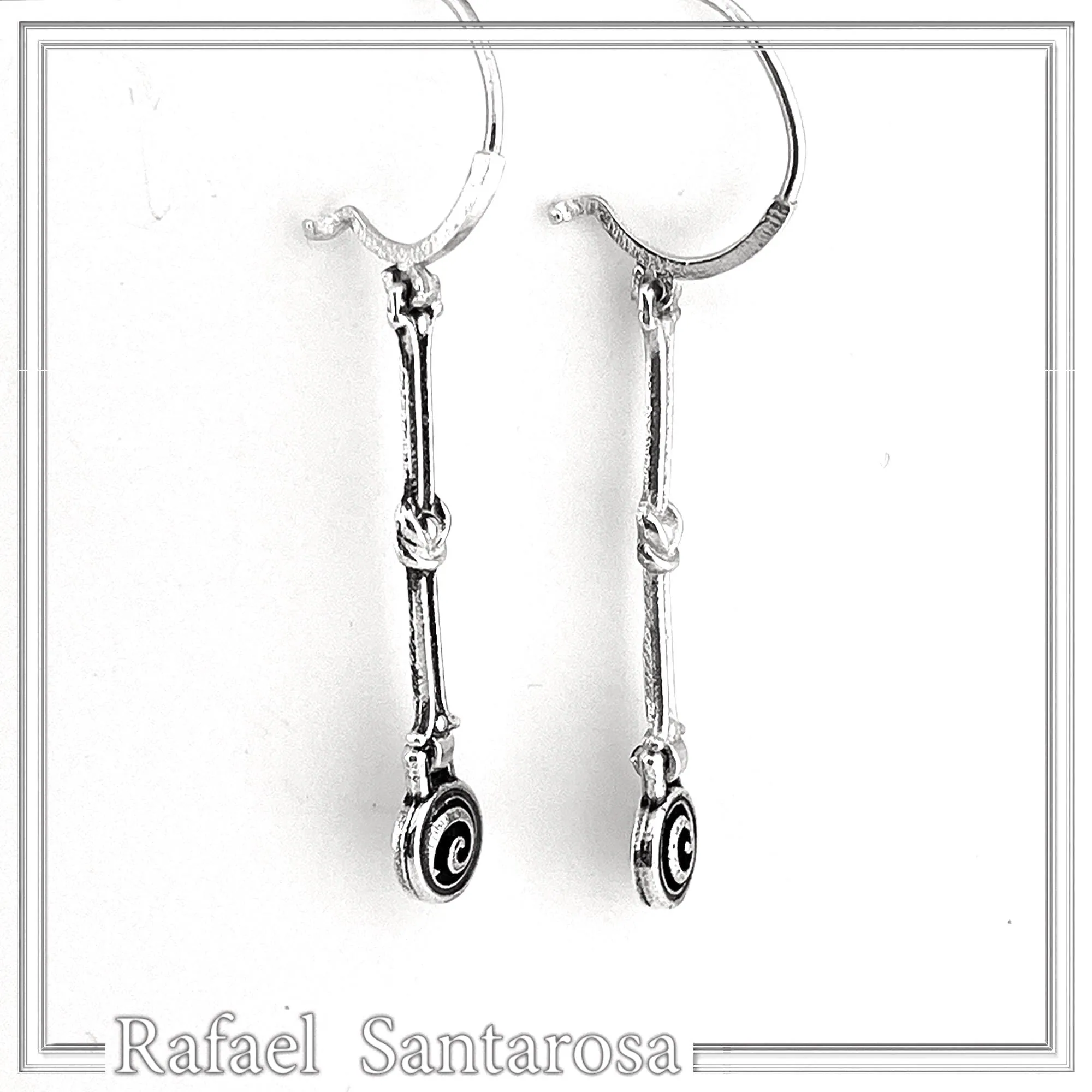 Spiral Dangle Earrings with Hercules Knot design: Sterling Silver Ancient Greek Museum Jewelry — additional product image 6 from Rafael Santarosa Fine Jewelry