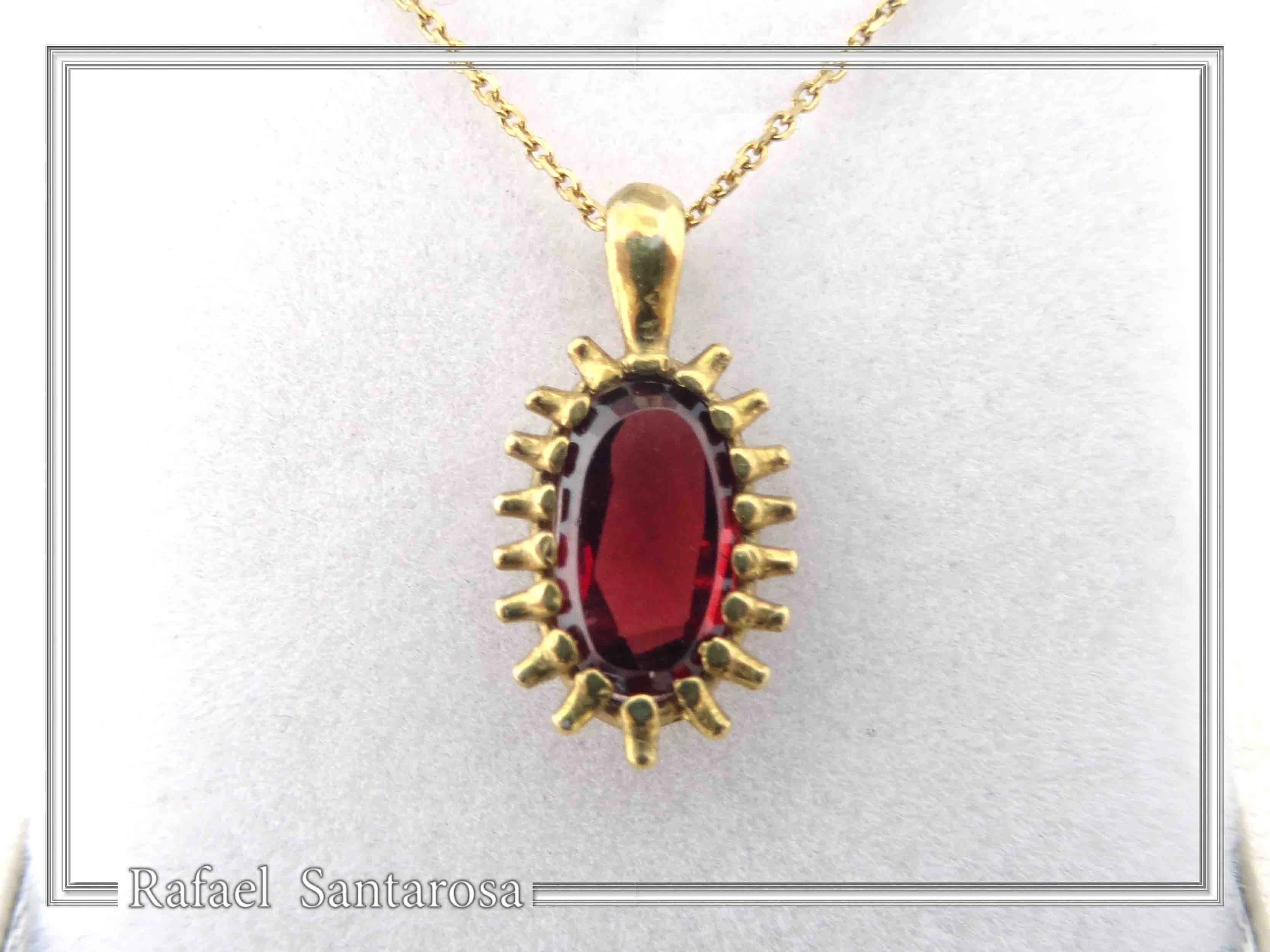 Handmade Garnet Pendant: Sterling Silver 18K Gold-Filled Bezel — additional product image 8 from Rafael Santarosa Fine Jewelry