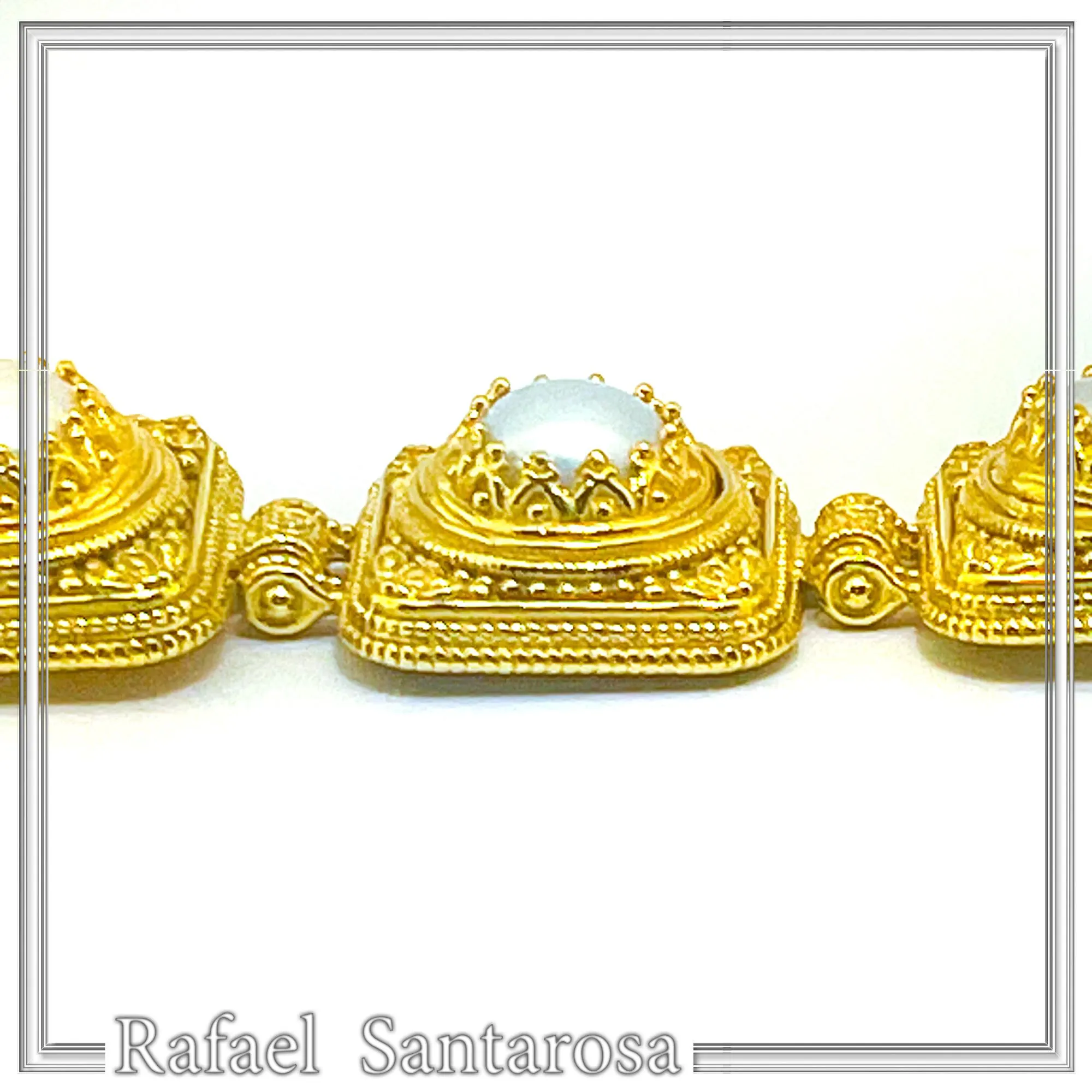 Freshwater Pearl Ancient Greek Way Filigree Beaded Bracelet: Sterling Silver 18K Gold Filled — additional product image 6 from Rafael Santarosa Fine Jewelry