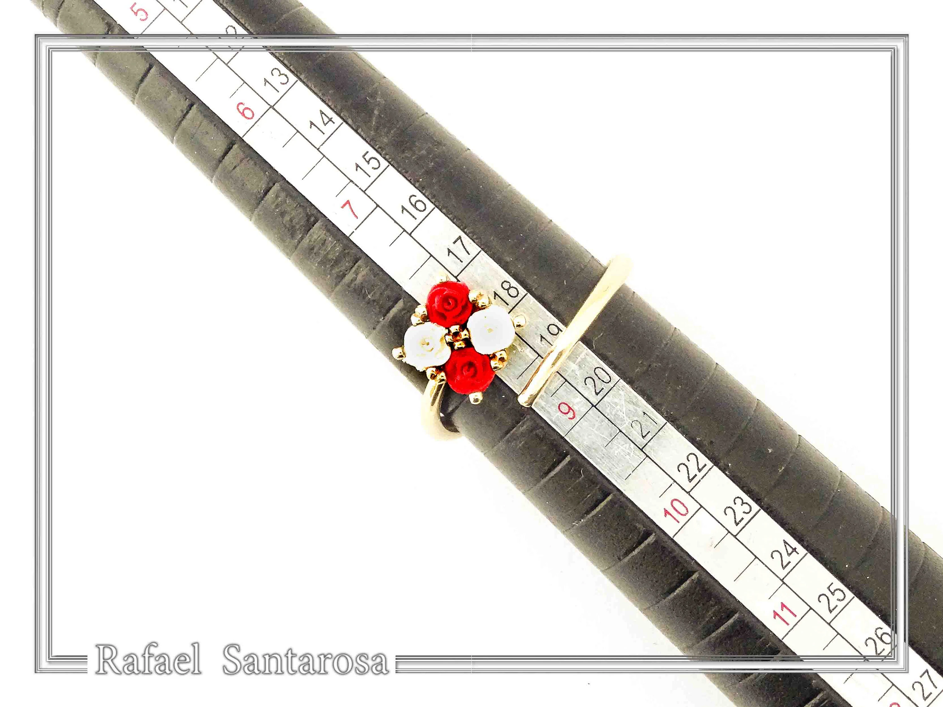 Alabaster Gems Rose Flower shaped Adjustable Ring: Sterling Silver 18K Gold-Filled, Floral Jewelry — additional product image 8 from Rafael Santarosa Fine Jewelry