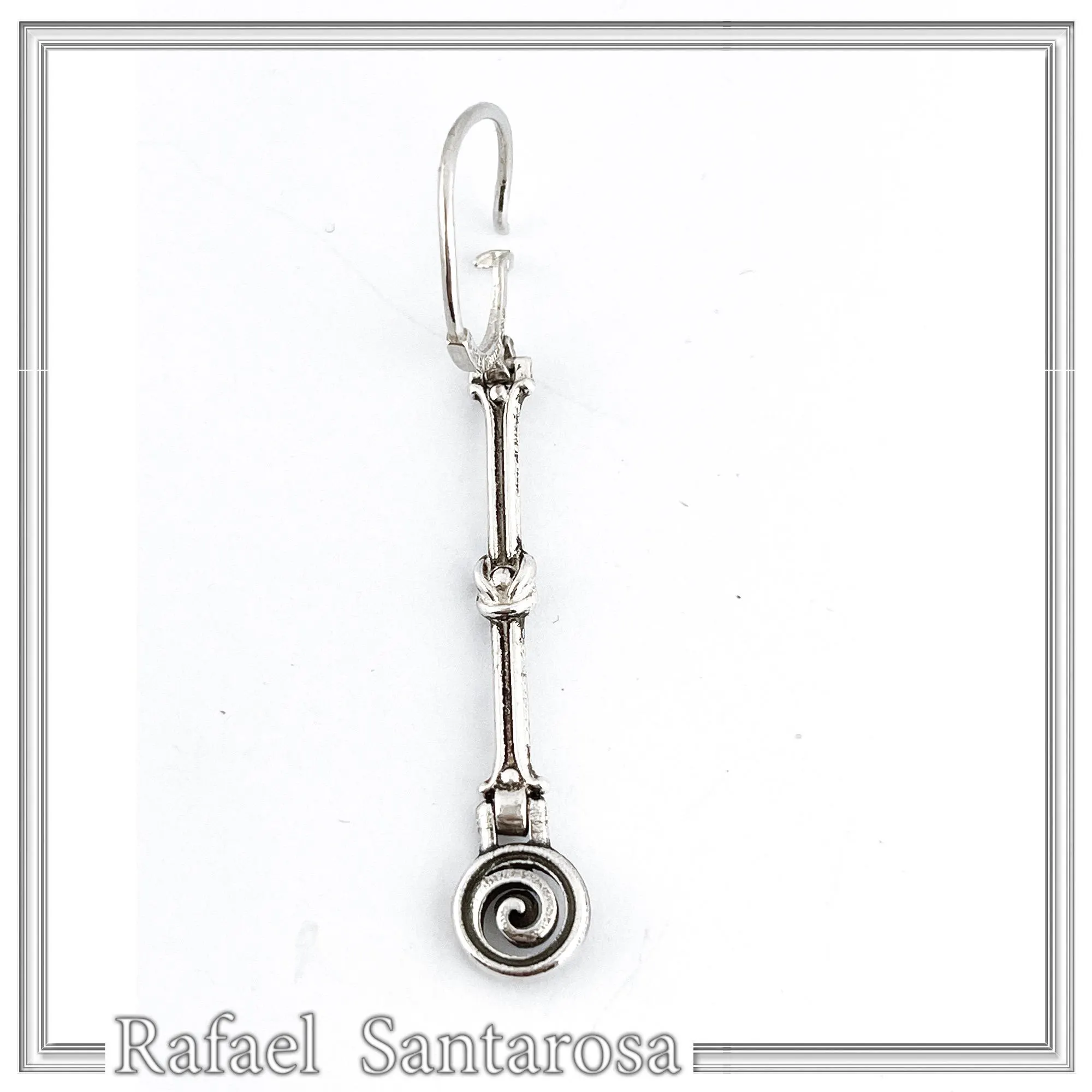 Spiral Dangle Earrings with Hercules Knot design: Sterling Silver Ancient Greek Museum Jewelry — additional product image 10 from Rafael Santarosa Fine Jewelry