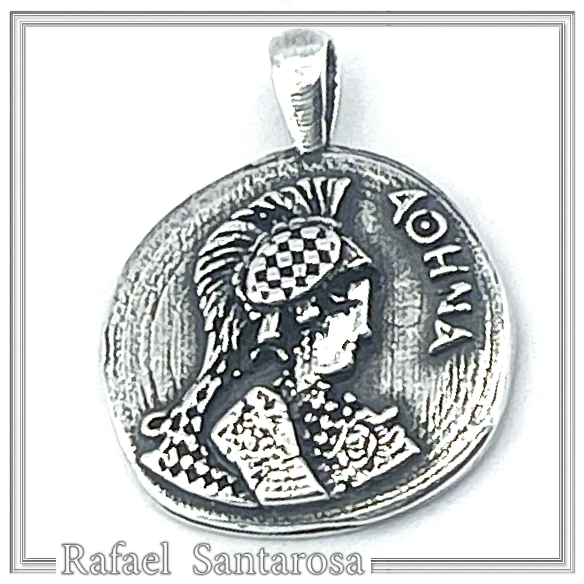 Athena Goddess Victorious Coin Pendant: Greek Museum Replica Oxidized Sterling Silver — additional product image 2 from Rafael Santarosa Fine Jewelry