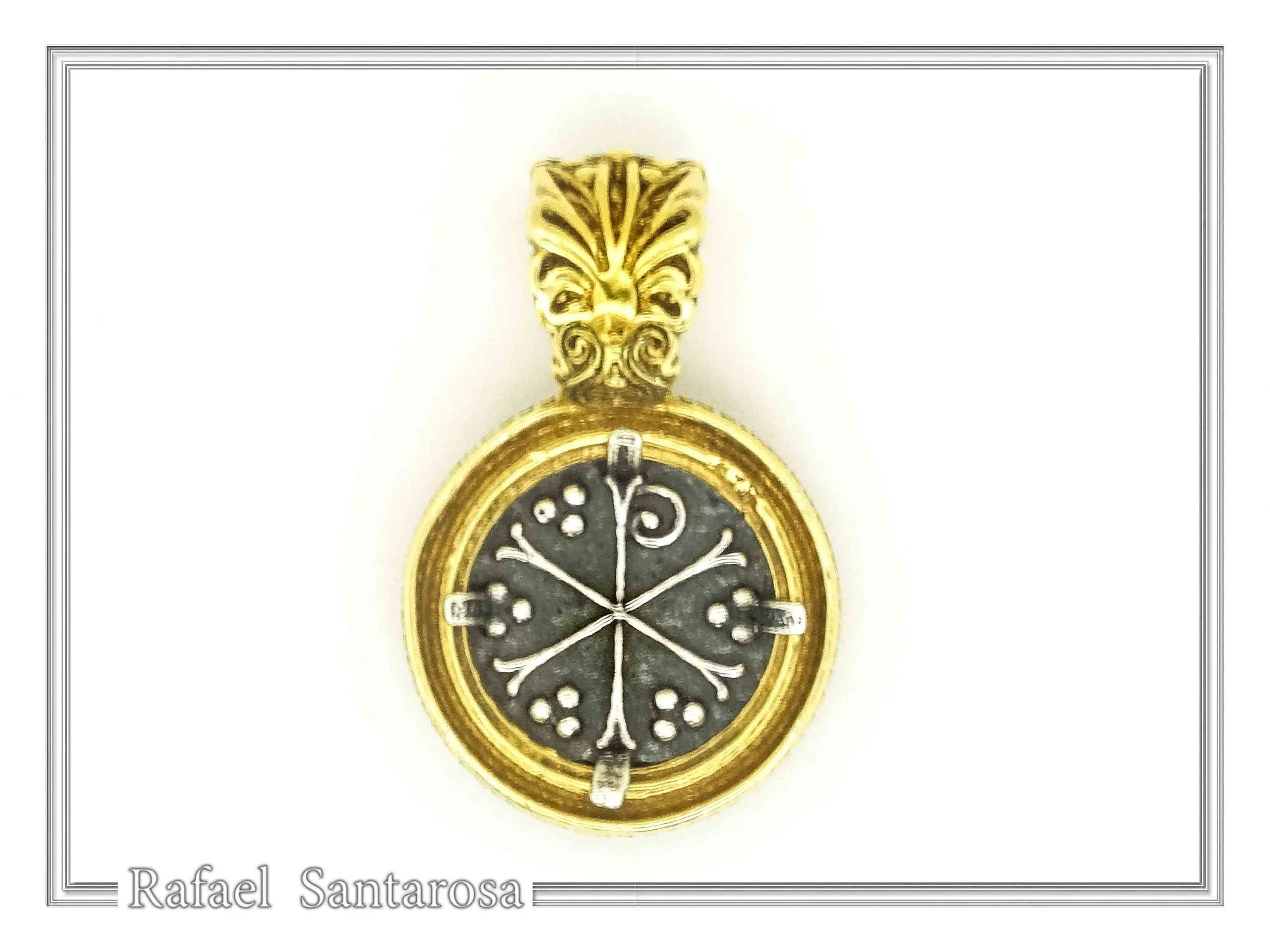 Jesus Christ Wins ICXC NIKA Talisman Constantinato Necklace: Oxidized Sterling Silver Gold filled filigree — additional product image 8 from Rafael Santarosa Fine Jewelry