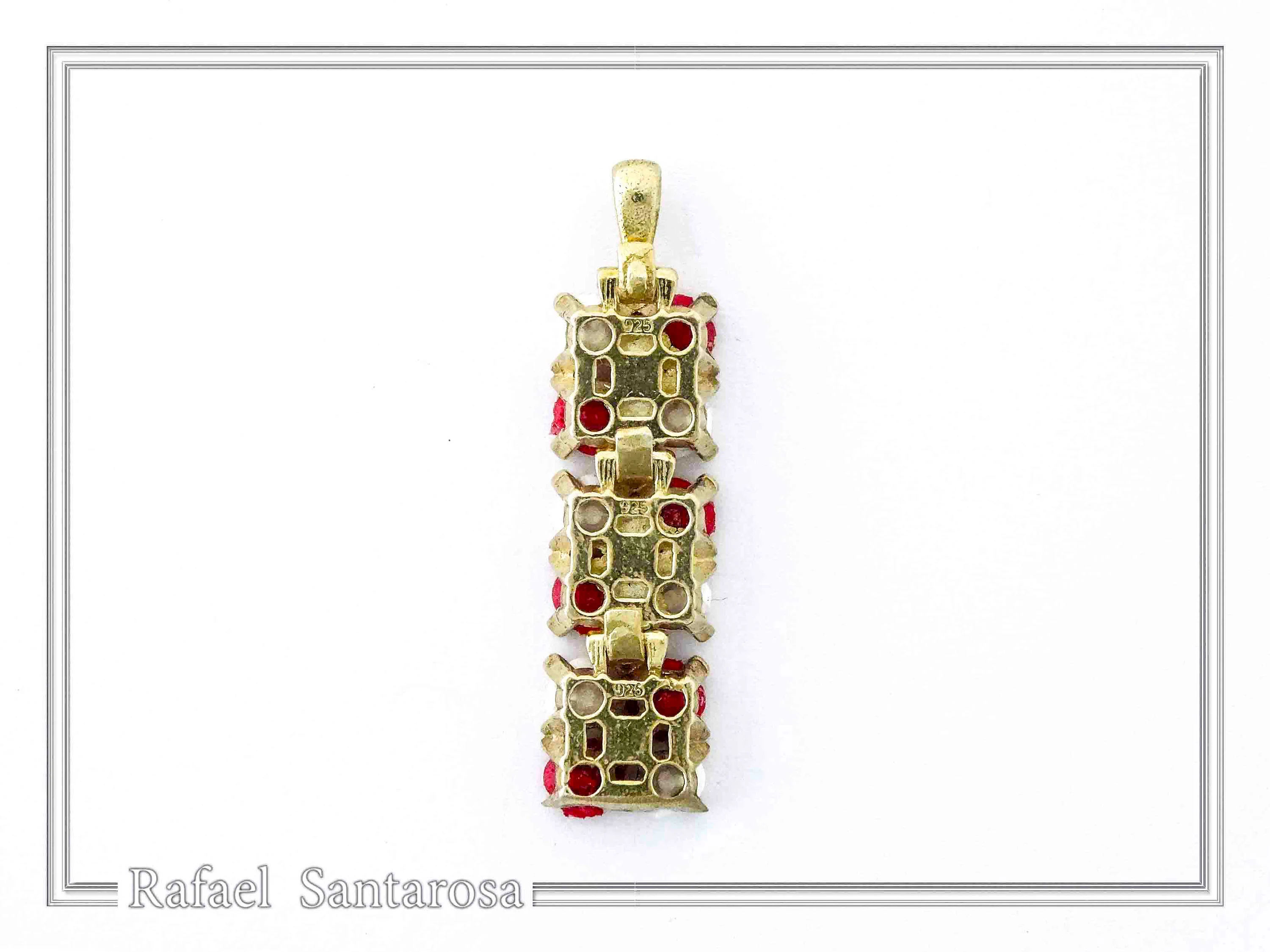 Handmade Rose Flowers Gems Pave Pendant: 18 K Gold-Filled Sterling Silver Beaded Floral Necklace — additional product image 8 from Rafael Santarosa Fine Jewelry
