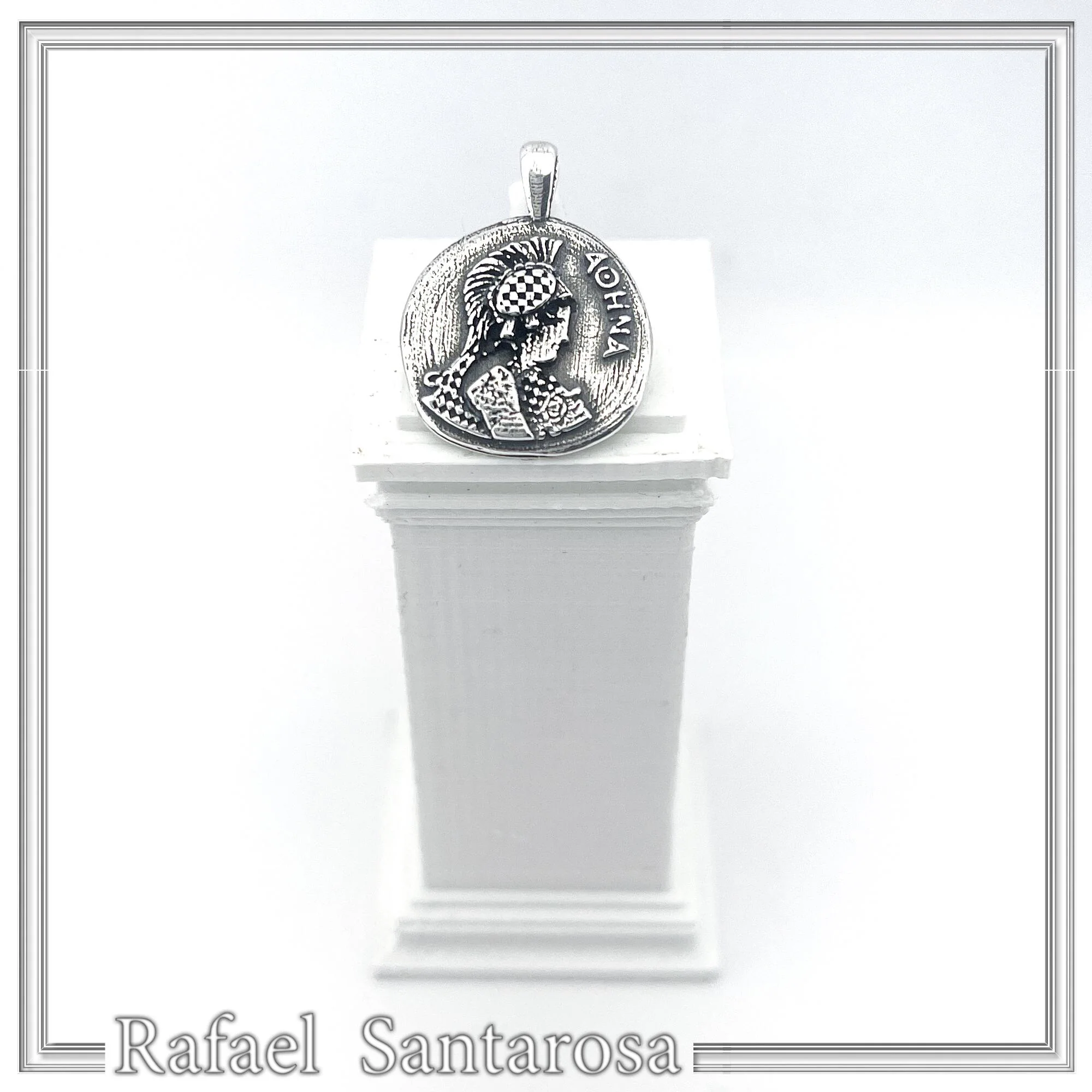 Athena Goddess Victorious Coin Pendant: Greek Museum Replica Oxidized Sterling Silver — additional product image 3 from Rafael Santarosa Fine Jewelry