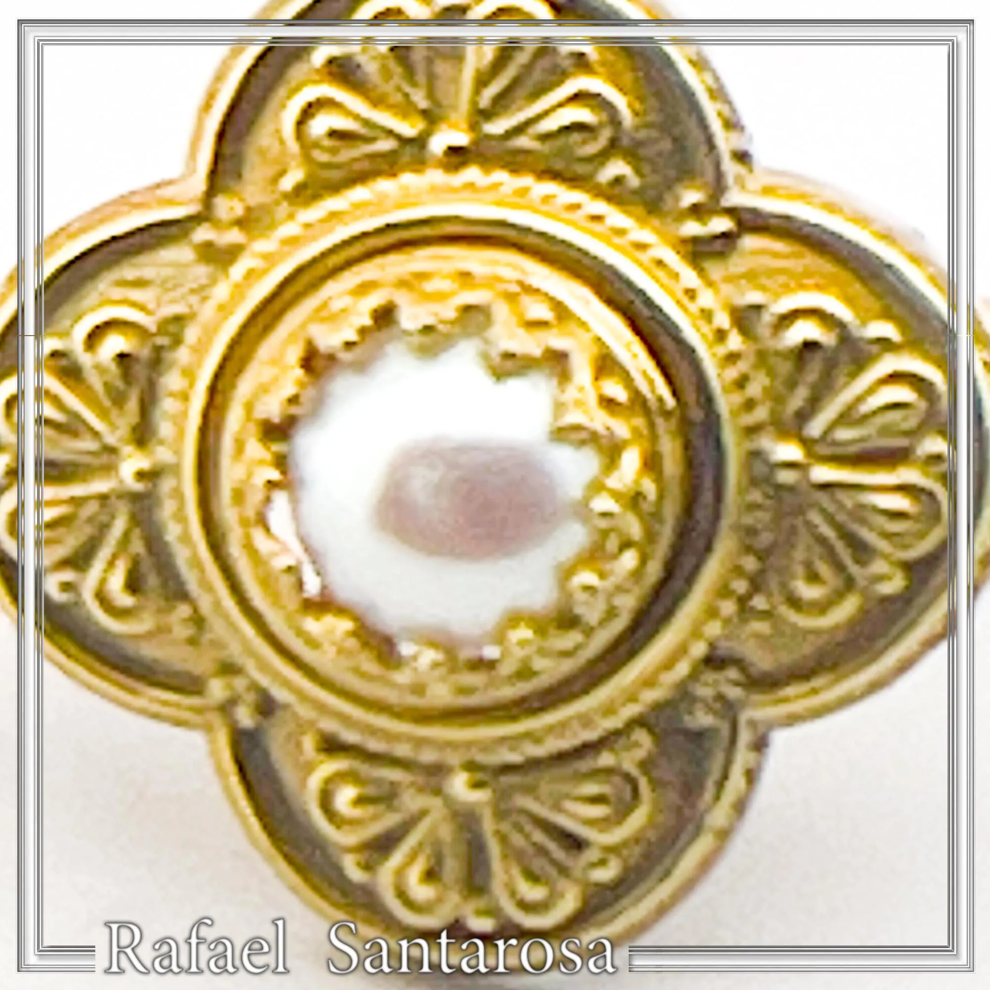 Byzantine Cross Ring: Natural Pearl, Sterling Silver 18K Gold-Filled Filigree — additional product image 7 from Rafael Santarosa Fine Jewelry