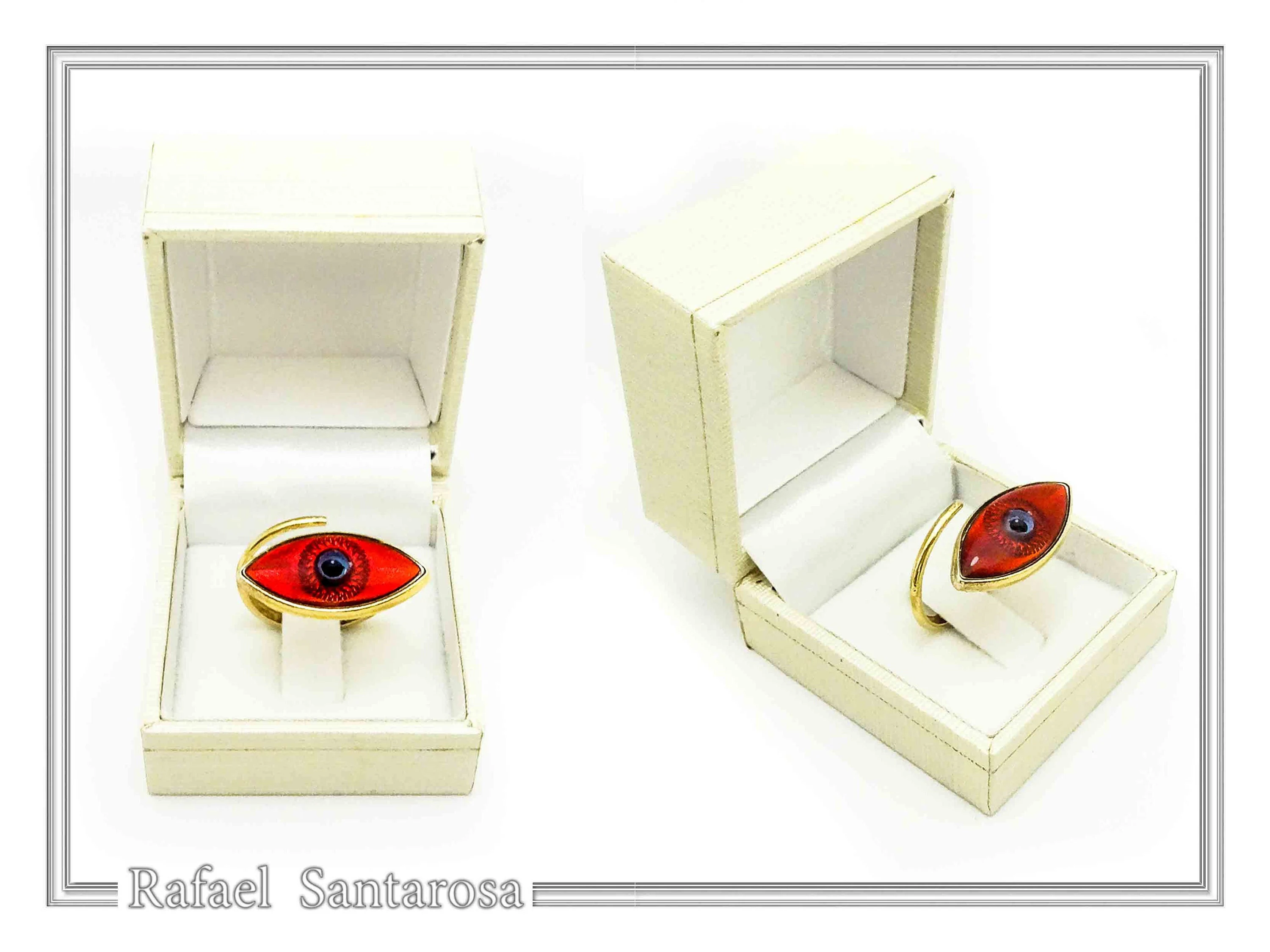 Evil Eye Protection Talisman Adjustable Ring: Transparent Coloured Enamel on Sterling Silver, Talisman Jewelry — additional product image 3 from Rafael Santarosa Fine Jewelry