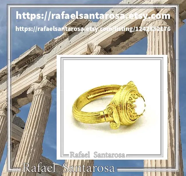 Ancient Greek Temple Ionic Column Natural Pearl Ring 18K Gold-Filled Sterling Silver, Museum Inspired — additional product image 10 from Rafael Santarosa Fine Jewelry