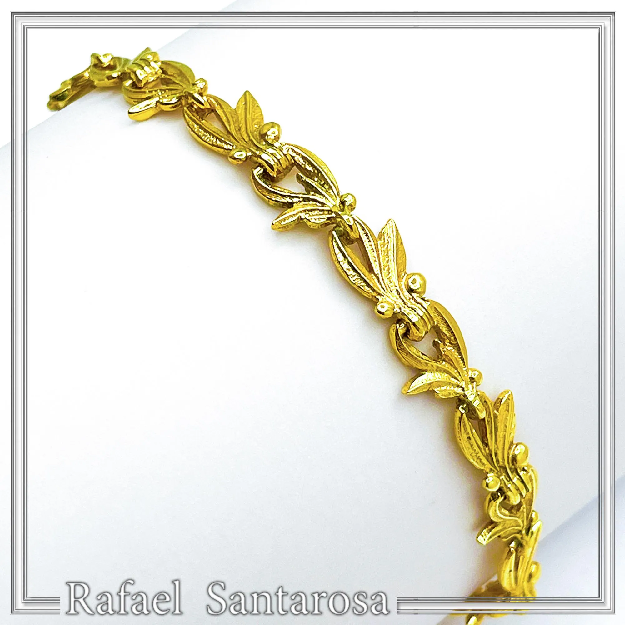 Olive Leaf Floral Beaded Bracelet: Sterling Silver 18K Gold Filled Greek Museum Jewelry — additional product image 5 from Rafael Santarosa Fine Jewelry