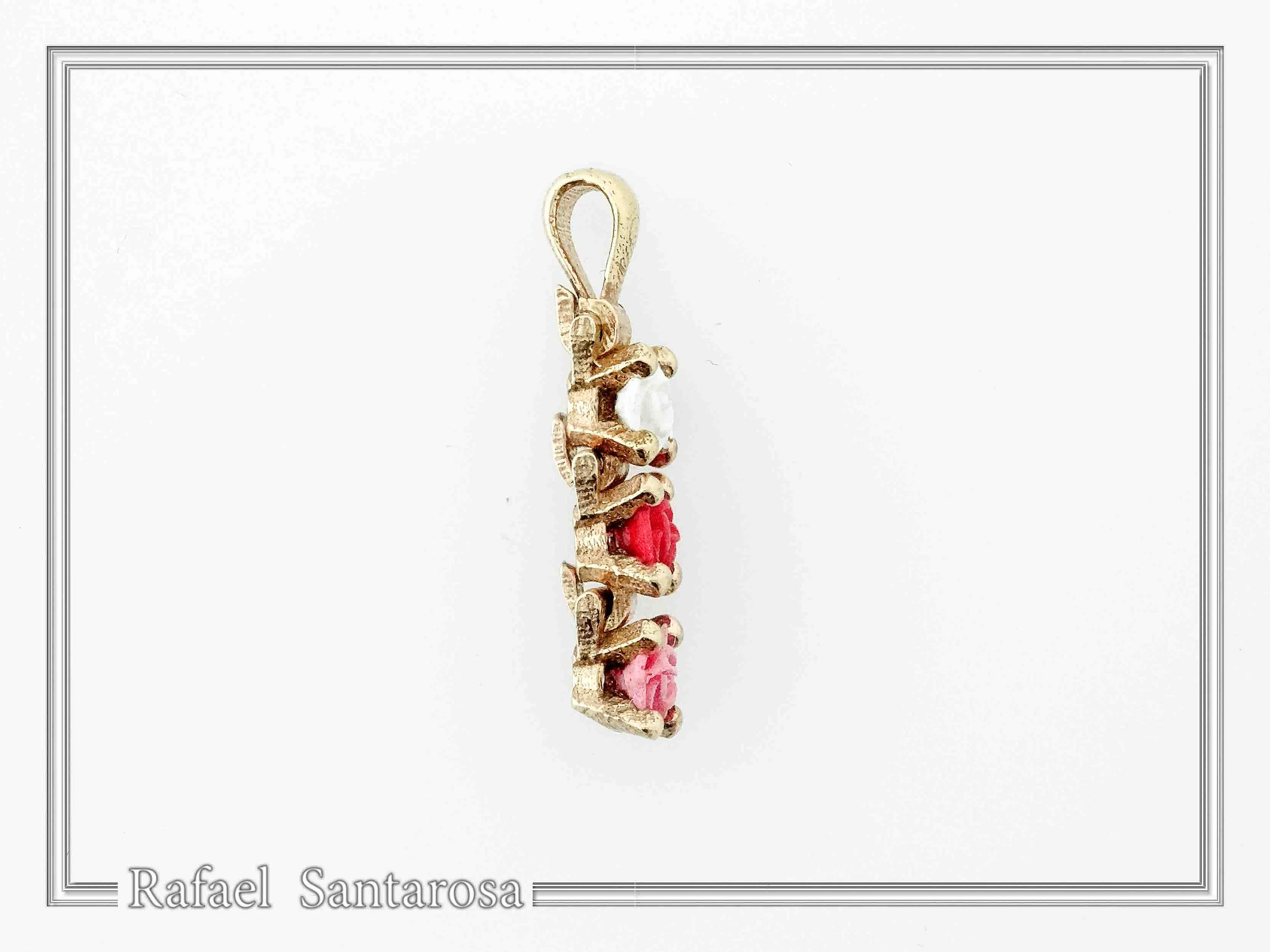 Sterling Silver Rose Flower Pendant Necklace: 18K Gold Filled Floral Jewelry — additional product image 6 from Rafael Santarosa Fine Jewelry
