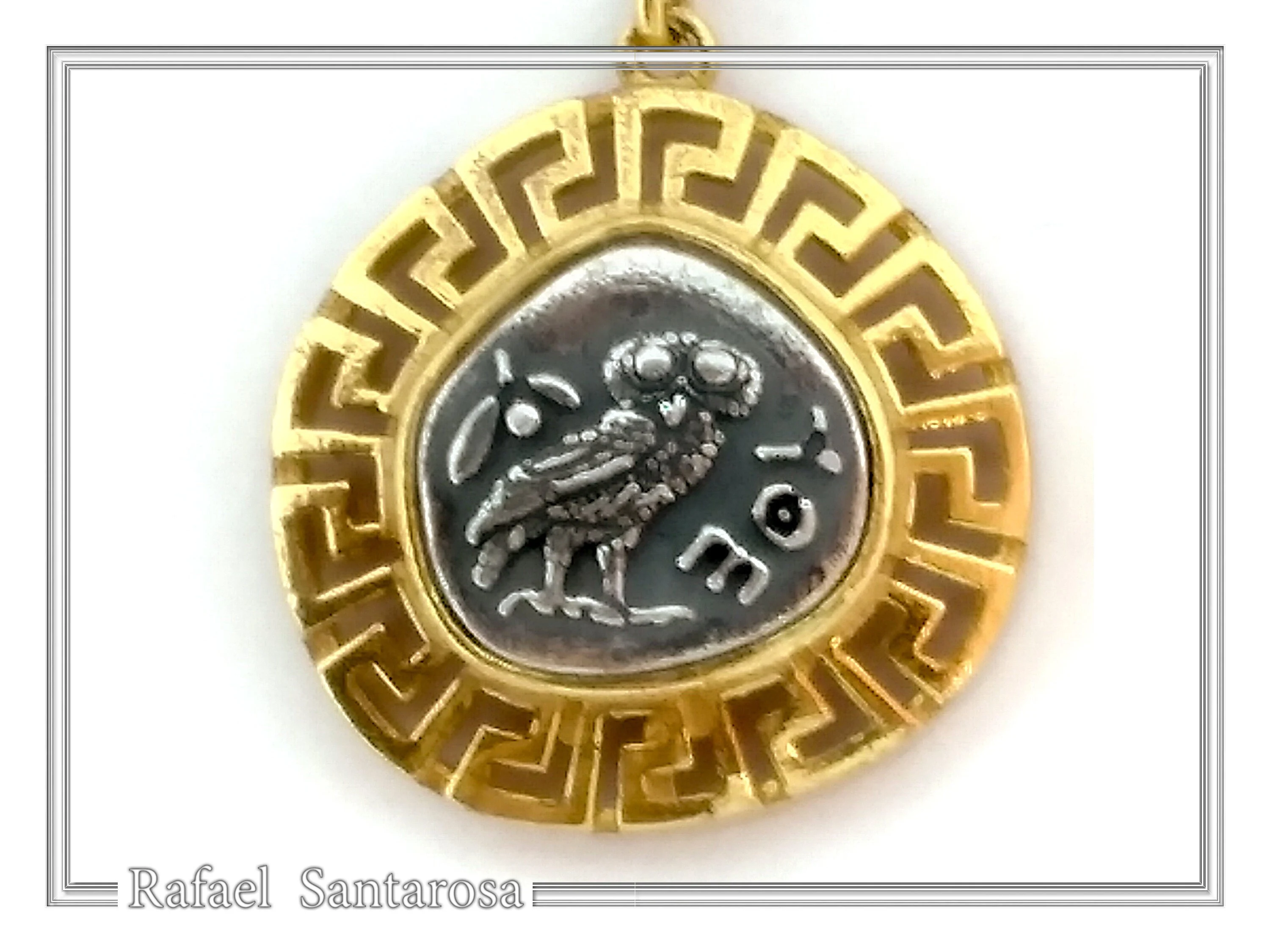 Athena Owl Tetradrachm Greek Coin Dangle Drop Earrings: Museum Replicas Oxidized & Gold-Filled Silver — additional product image 5 from Rafael Santarosa Fine Jewelry