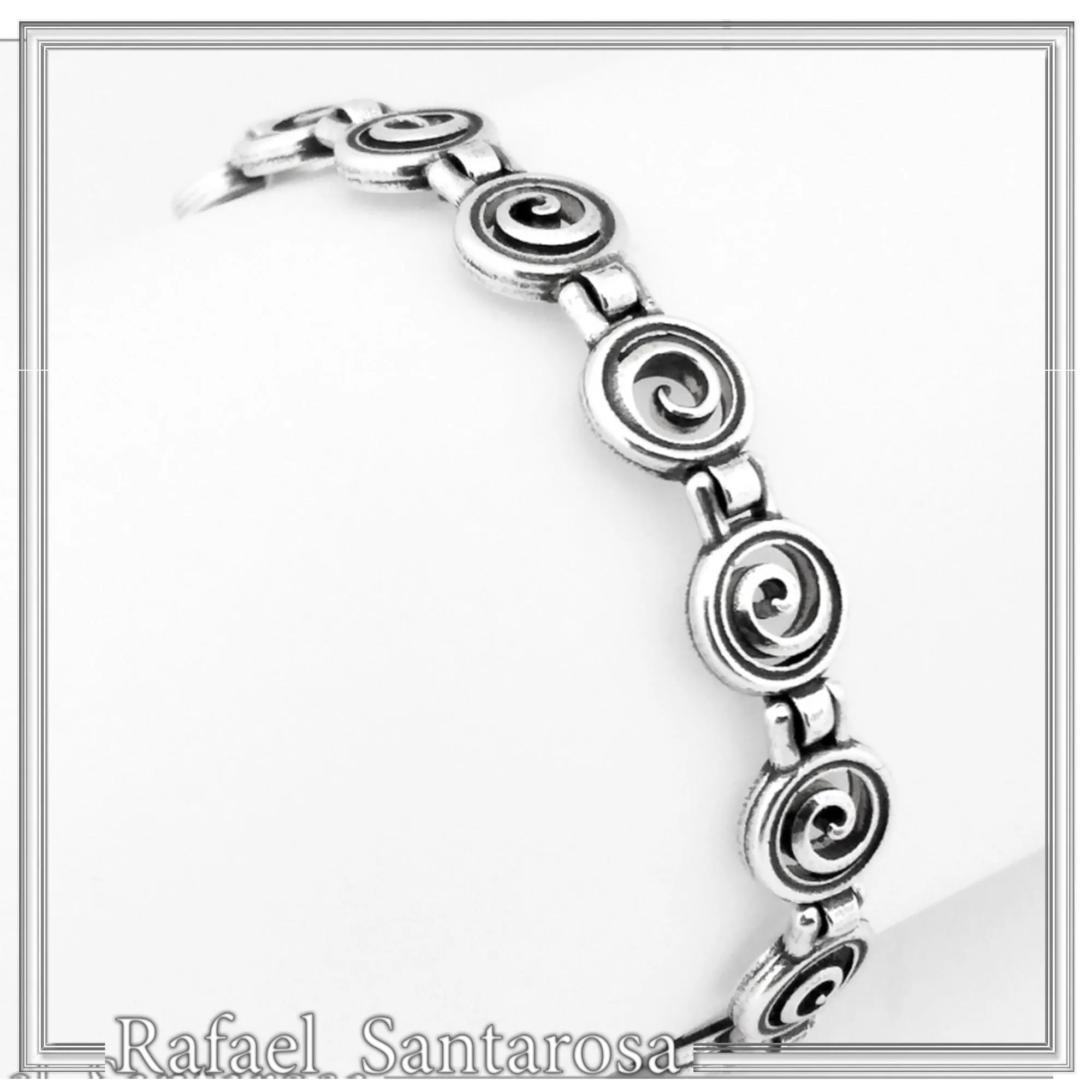 Spiral Eternity Symbol Beaded Bracelet: Ancient Greek Museum Silver Jewelry
