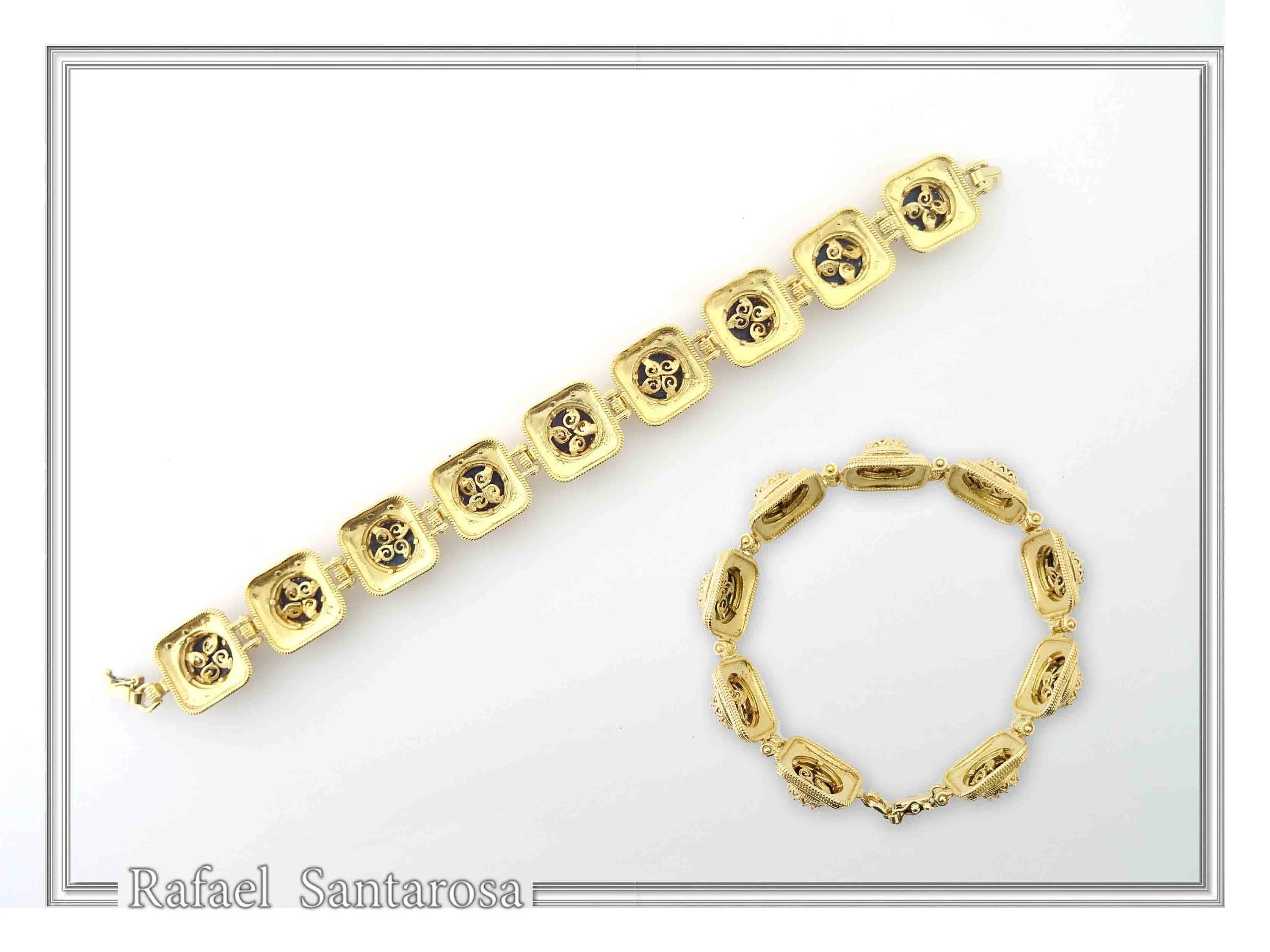 Lapis Lazuli Byzantine Bracelet Sterling Silver 18k Gold Filled Filigree Granulation Jewelry — additional product image 6 from Rafael Santarosa Fine Jewelry