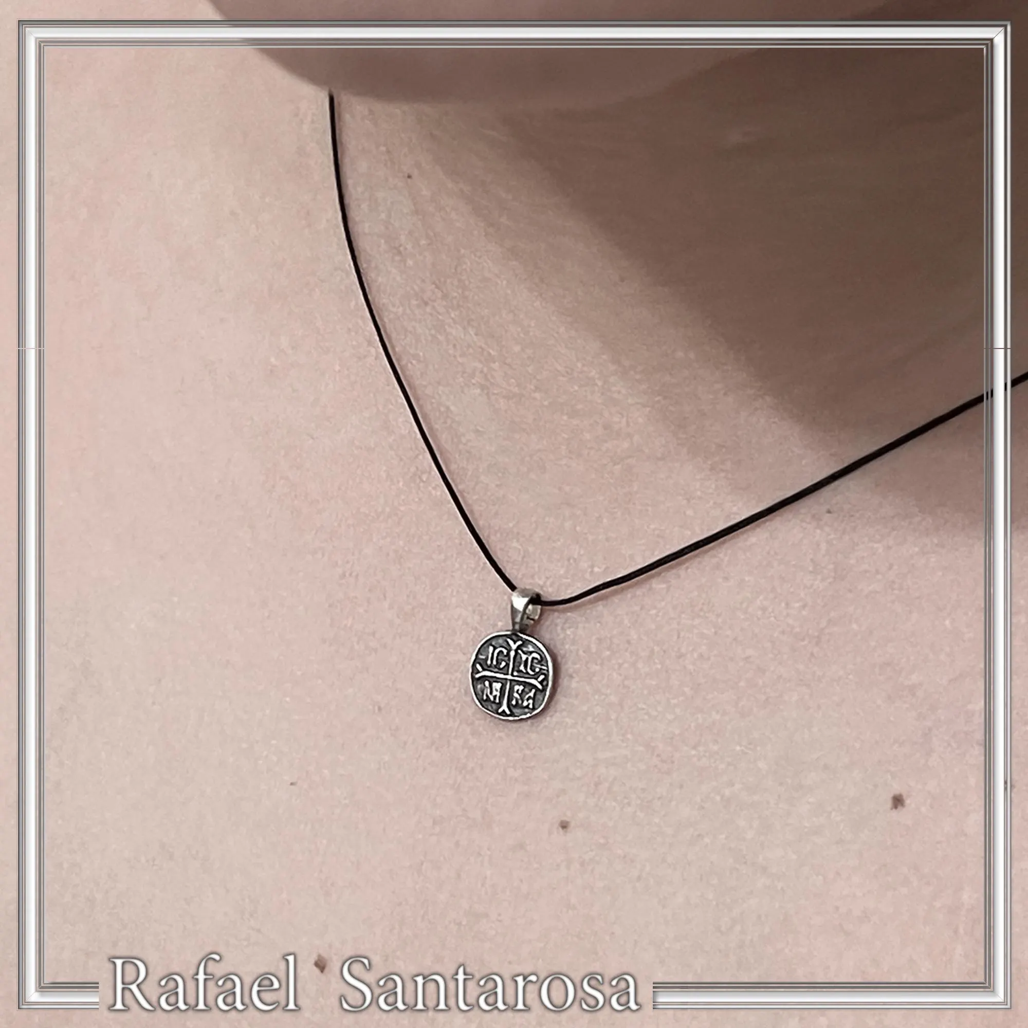 Extra Tiny Protection cross coin Jesus Christ Wins icxc nika necklace Talisman sterling silver. — additional product image 8 from Rafael Santarosa Fine Jewelry