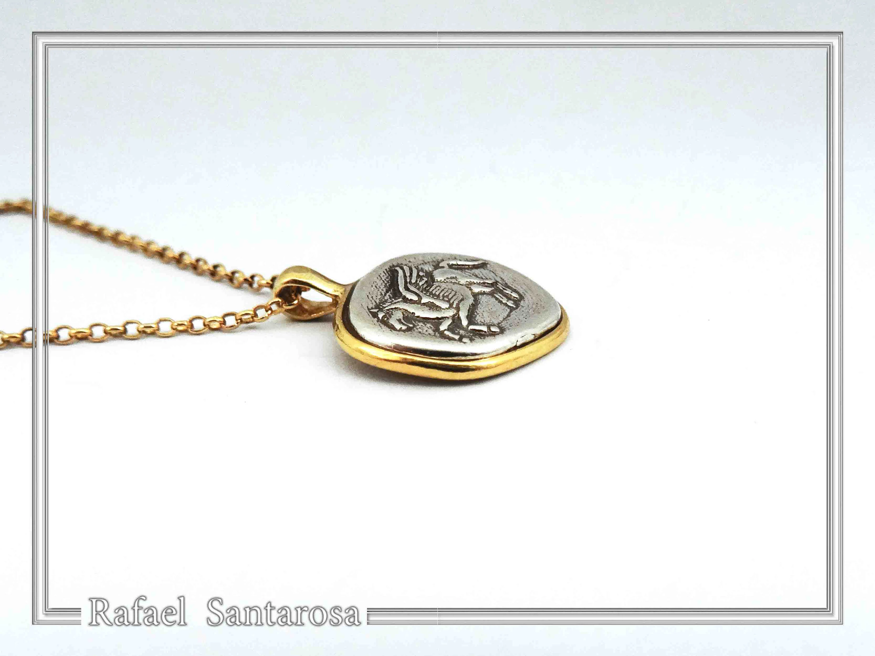 Pegasus winged horse Silver Coin Pendant: Oxidized silver, Greek Mythology Charm — additional product image 6 from Rafael Santarosa Fine Jewelry