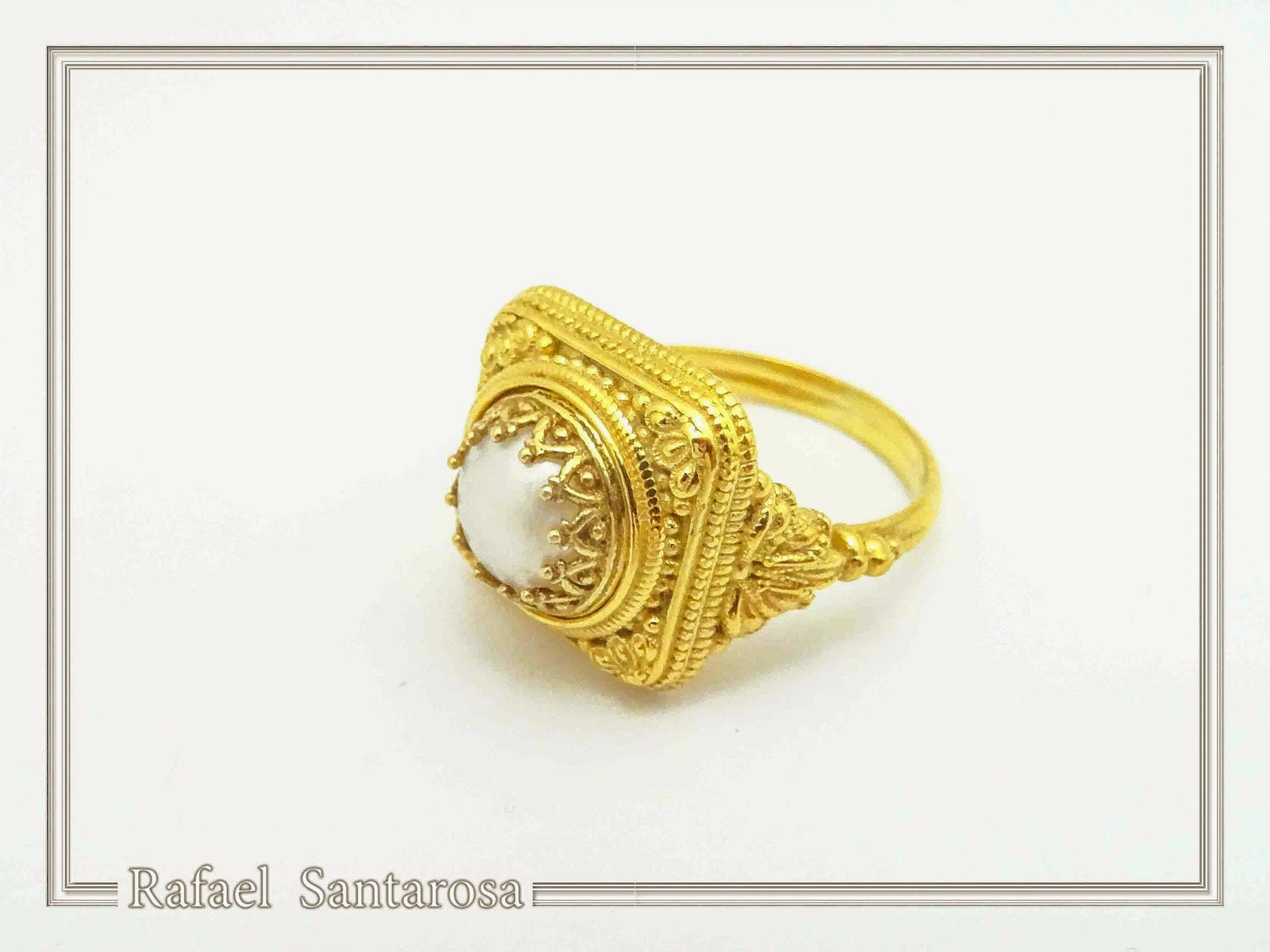 Byzantine Handcrafted Natural Lapis Lazuli Sterling Silver Ring: 18k Gold Filled — additional product image 6 from Rafael Santarosa Fine Jewelry