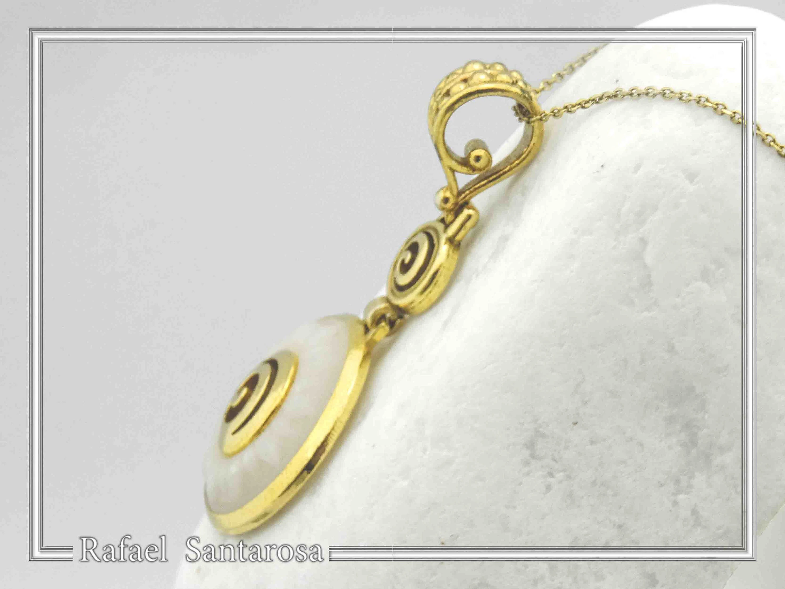 Greek Marble Sunflower Spiral Pendant: 18k Gold-Filled Sterling Silver Necklace — additional product image 2 from Rafael Santarosa Fine Jewelry
