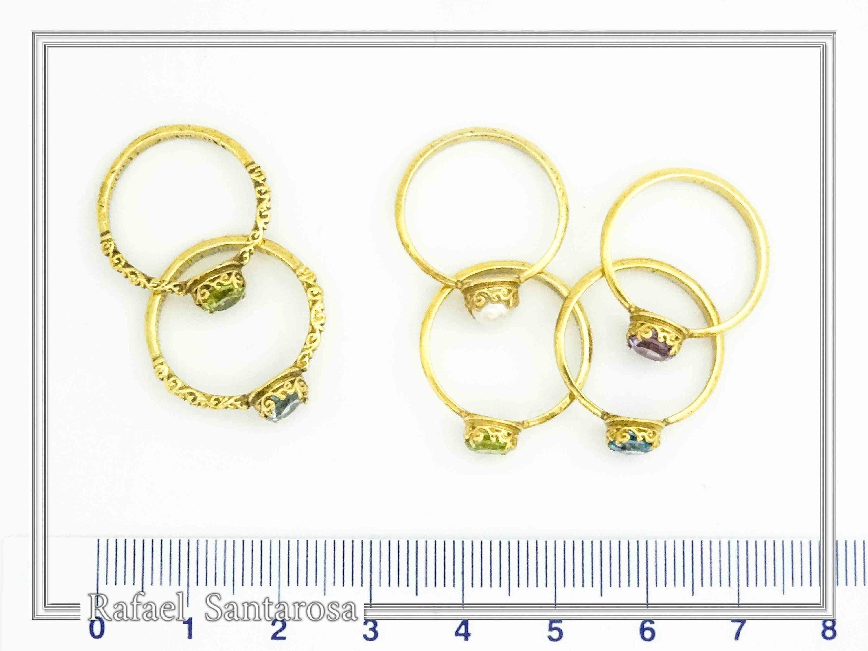 Natural Gemstone Multi Colour Ring: Sterling Silver 18K Gold-Filled Stacking Ring — additional product image 8 from Rafael Santarosa Fine Jewelry