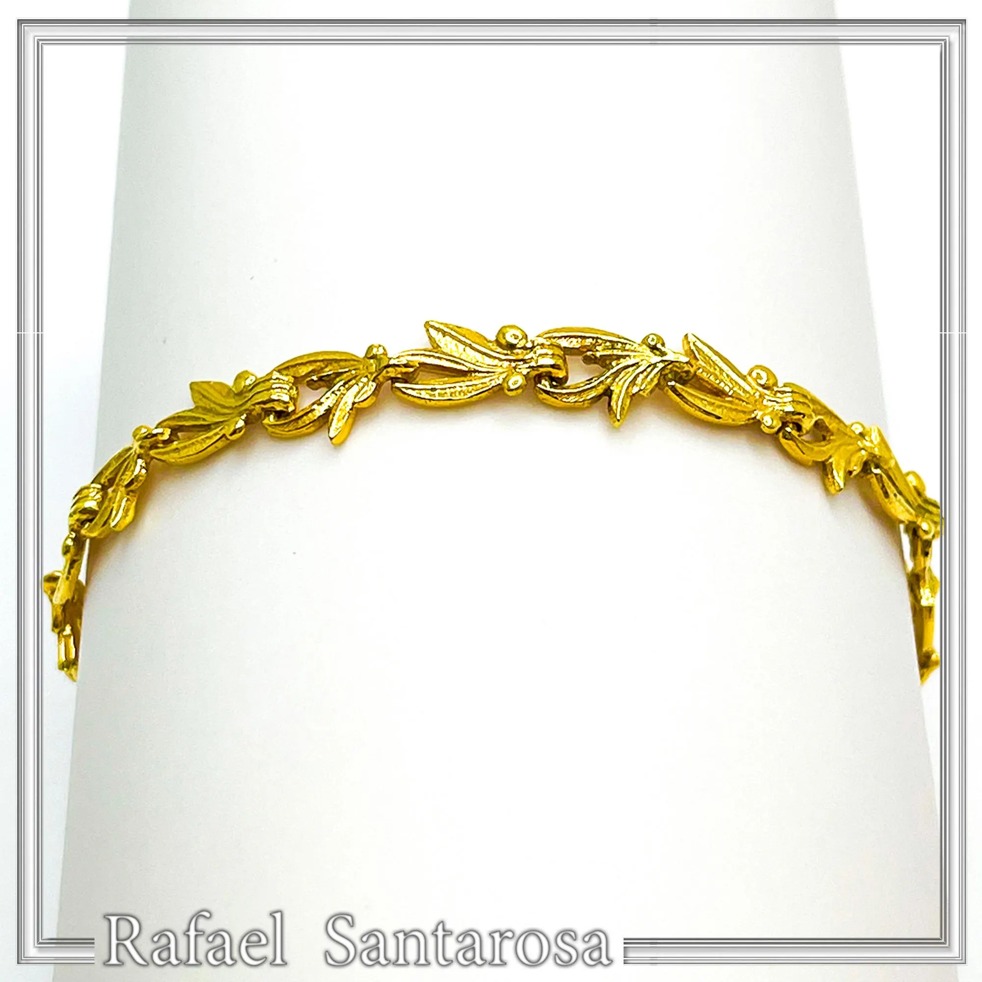Olive Leaf Floral Beaded Bracelet: Sterling Silver 18K Gold Filled Greek Museum Jewelry — additional product image 8 from Rafael Santarosa Fine Jewelry