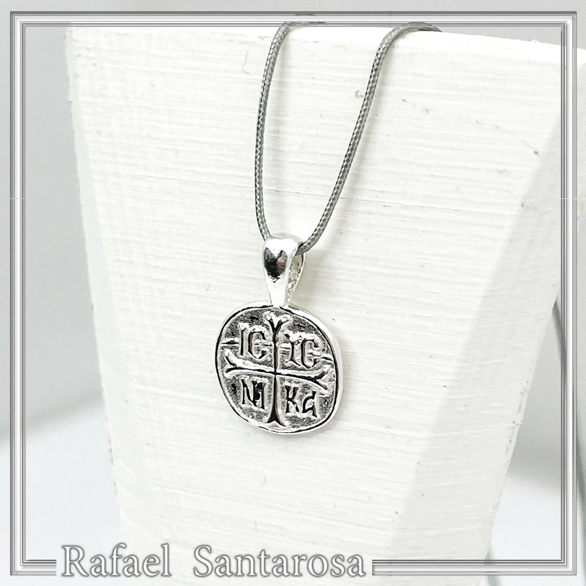 Extra Tiny Protection cross coin Jesus Christ Wins icxc nika necklace Talisman sterling silver. — additional product image 5 from Rafael Santarosa Fine Jewelry