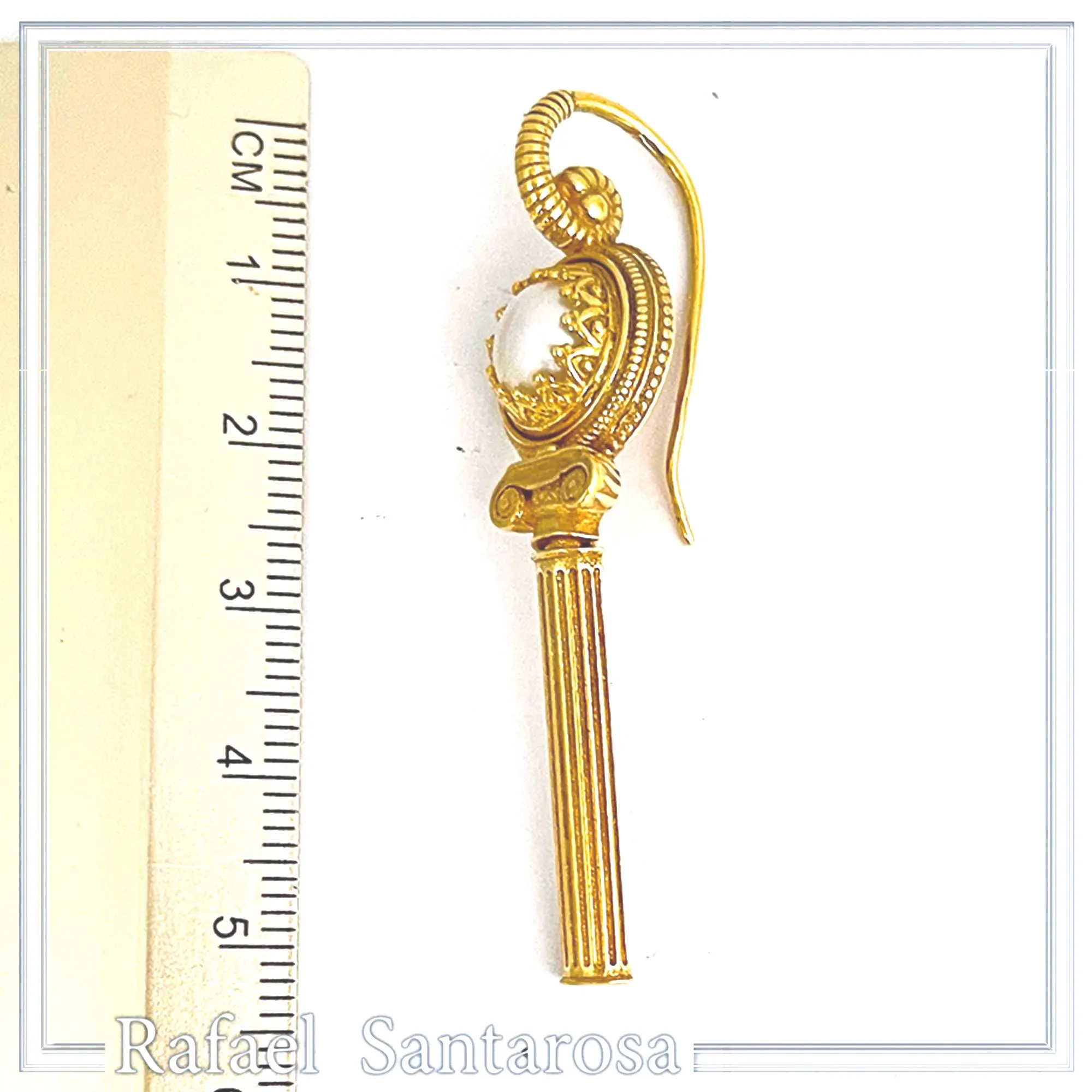 Greek Temple Column Natural Pearl Earrings: 18K Gold Filled Sterling Silver, Greek Museum Jewelry — additional product image 9 from Rafael Santarosa Fine Jewelry