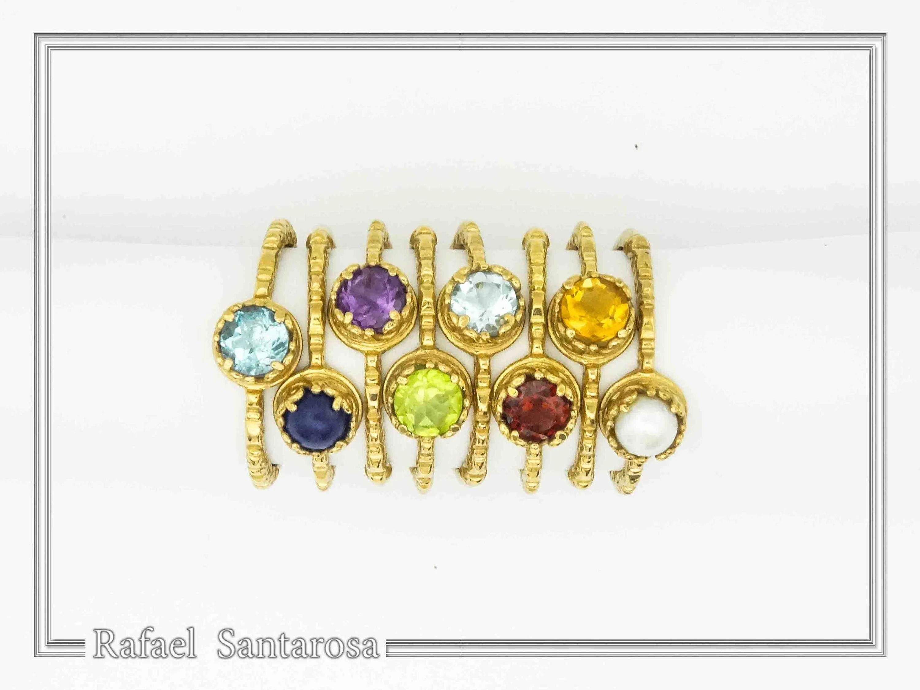Natural Gemstone Multi Colour Ring: Sterling Silver 18K Gold-Filled Stacking Ring — additional product image 5 from Rafael Santarosa Fine Jewelry