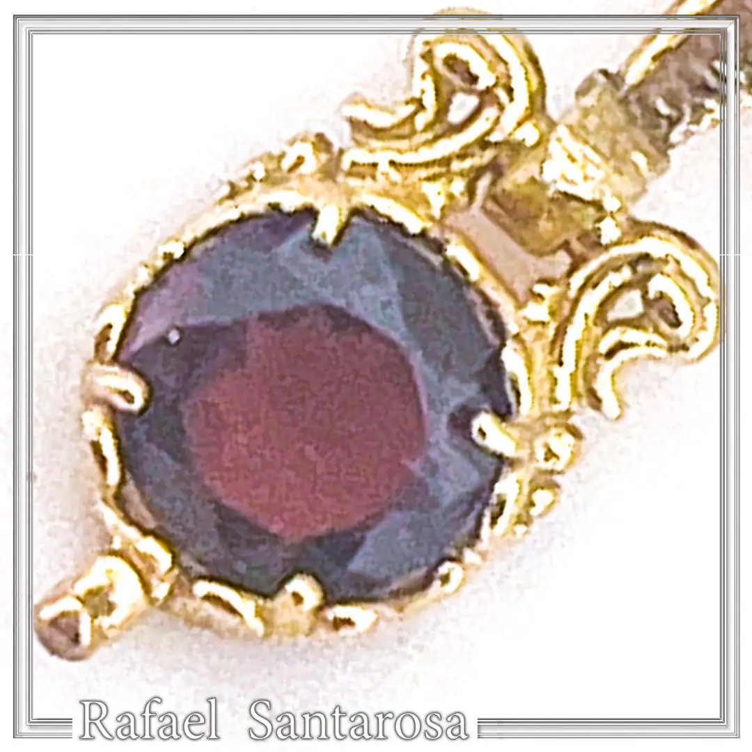Brilliant Cut Red Garnet Byzantine Style Filigree Necklace: Sterling Silver 18K Gold-Filled Pendant — additional product image 4 from Rafael Santarosa Fine Jewelry