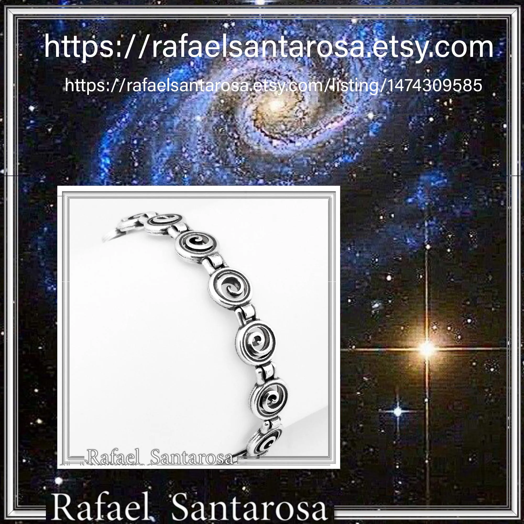 Spiral Eternity Symbol Beaded Bracelet: Ancient Greek Museum Silver Jewelry — additional product image 10 from Rafael Santarosa Fine Jewelry