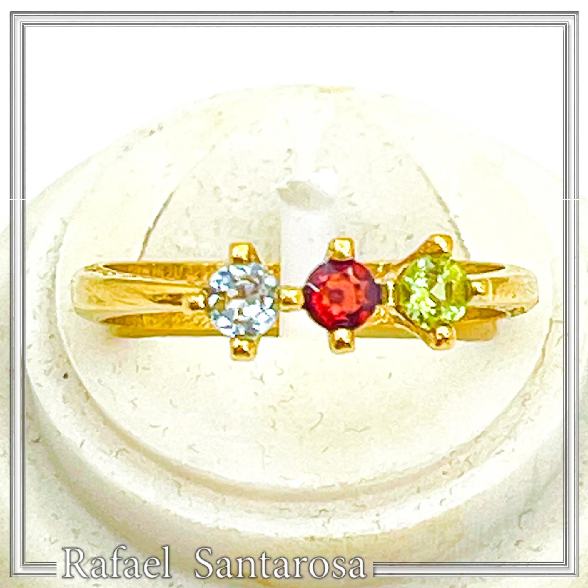 Sterling Silver 18k Gold Filled Ring with Garnet Topaz Peridot Handmade Modern Jewelry Design — additional product image 9 from Rafael Santarosa Fine Jewelry