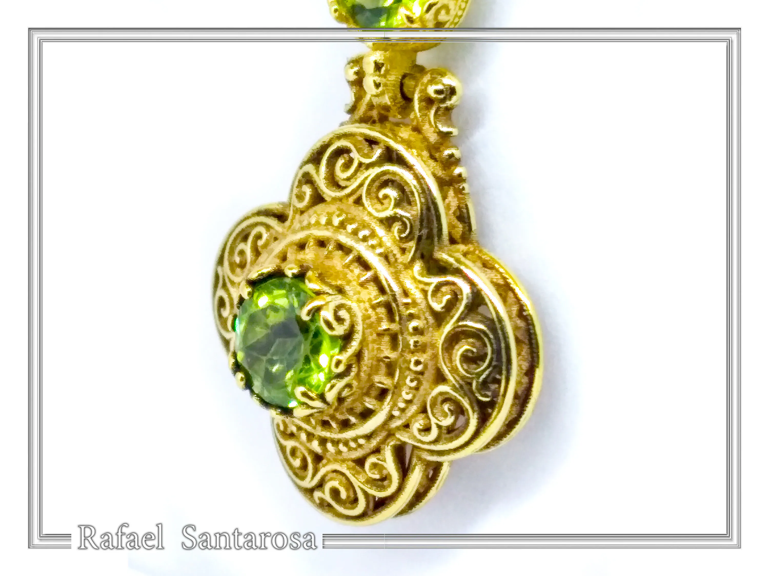 Byzantine Cross Sky-Blue Topaz Pendant: Handmade Filigree 18k Gold Filled Sterling Silver Necklace — additional product image 6 from Rafael Santarosa Fine Jewelry