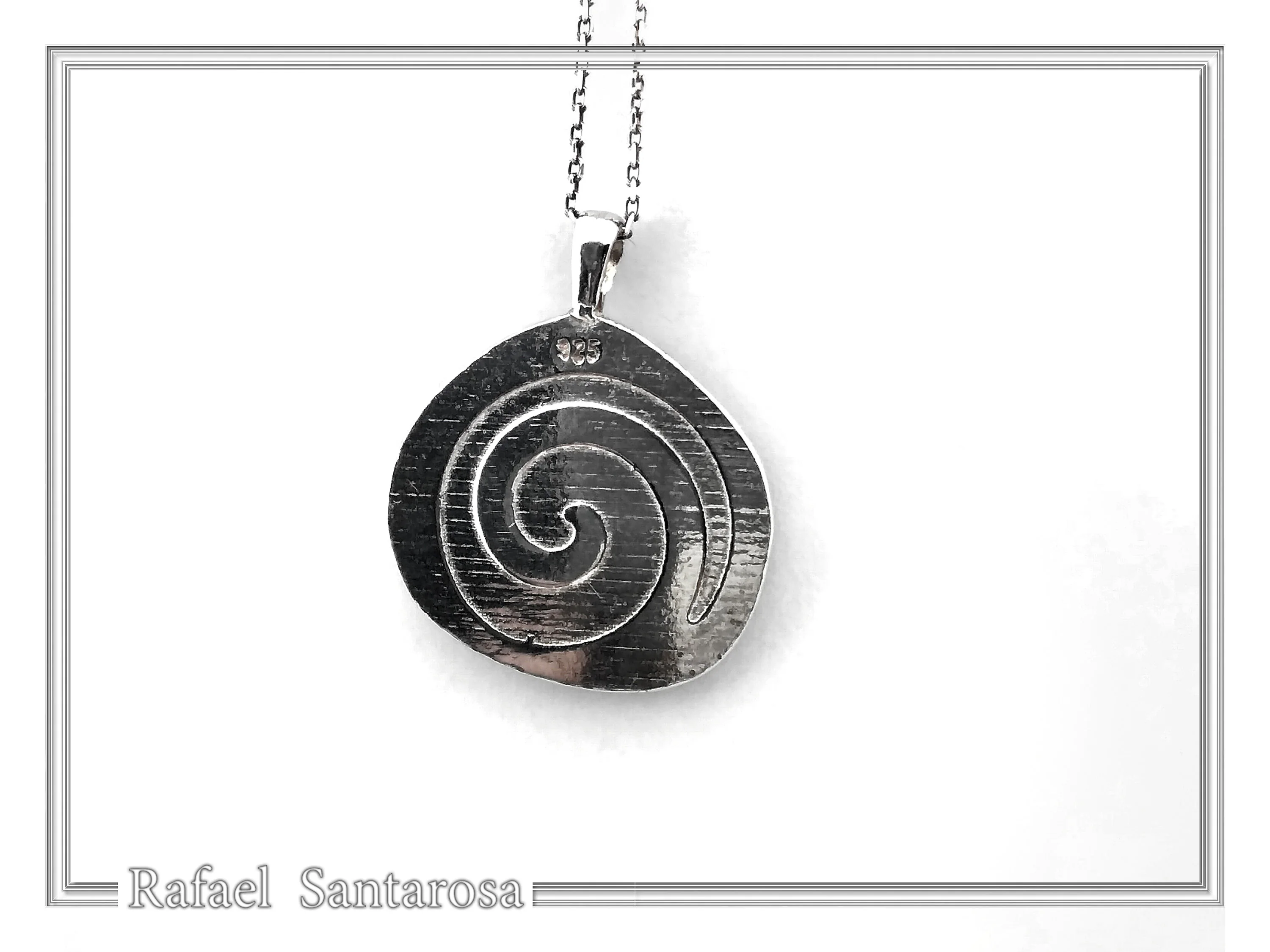 Chi Ro Christian Talisman Pendant: Sky Blue Enamel on Oxidized Sterling Silver Constantinato — additional product image 8 from Rafael Santarosa Fine Jewelry
